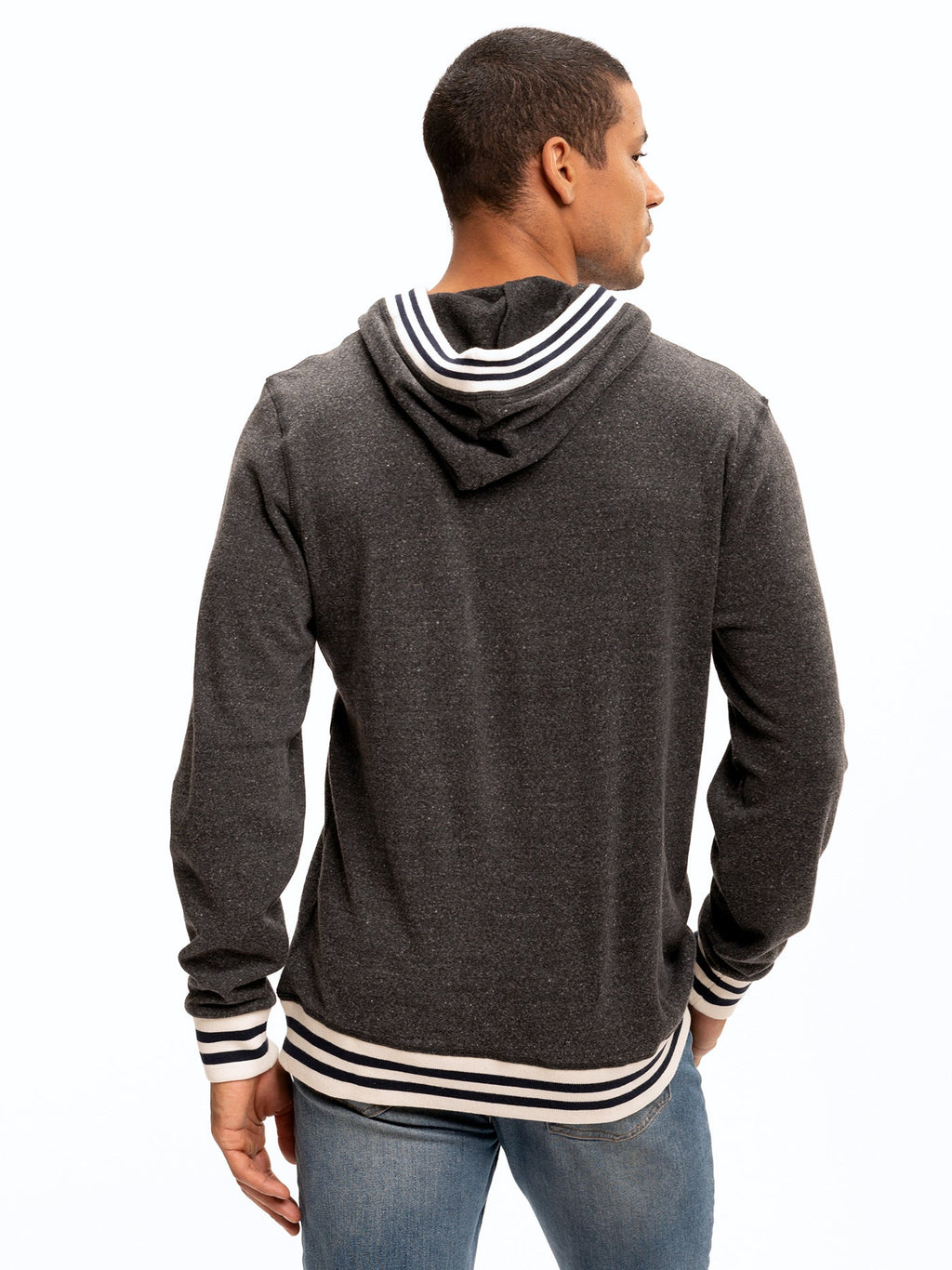 Tyson Contrast Rib Pullover Hoodie with Collegiate Detail
