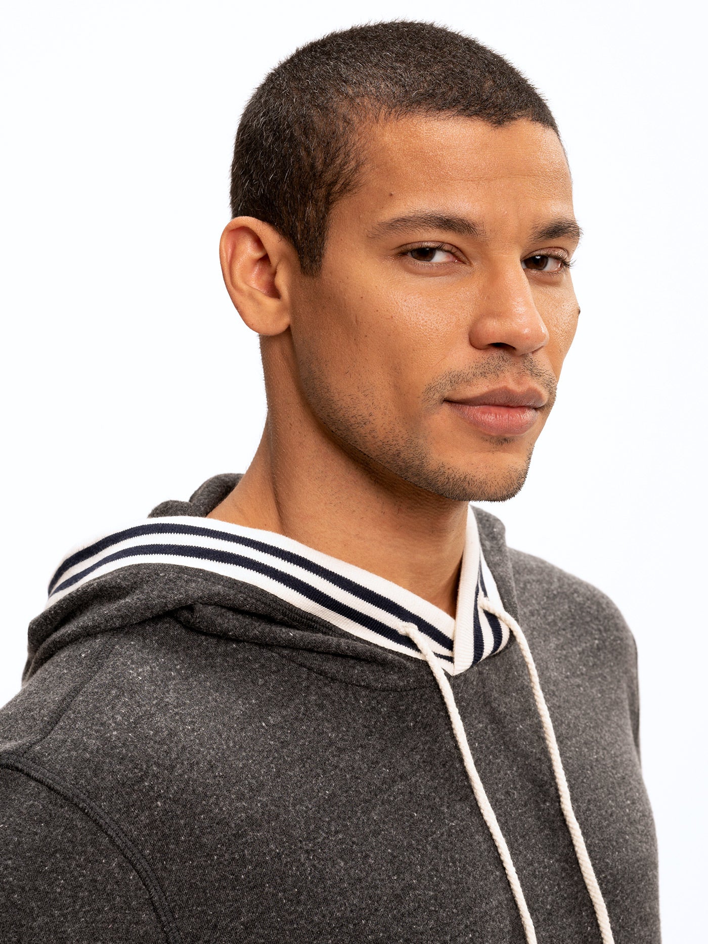 Tyson Contrast Rib Pullover Hoodie with Collegiate Detail