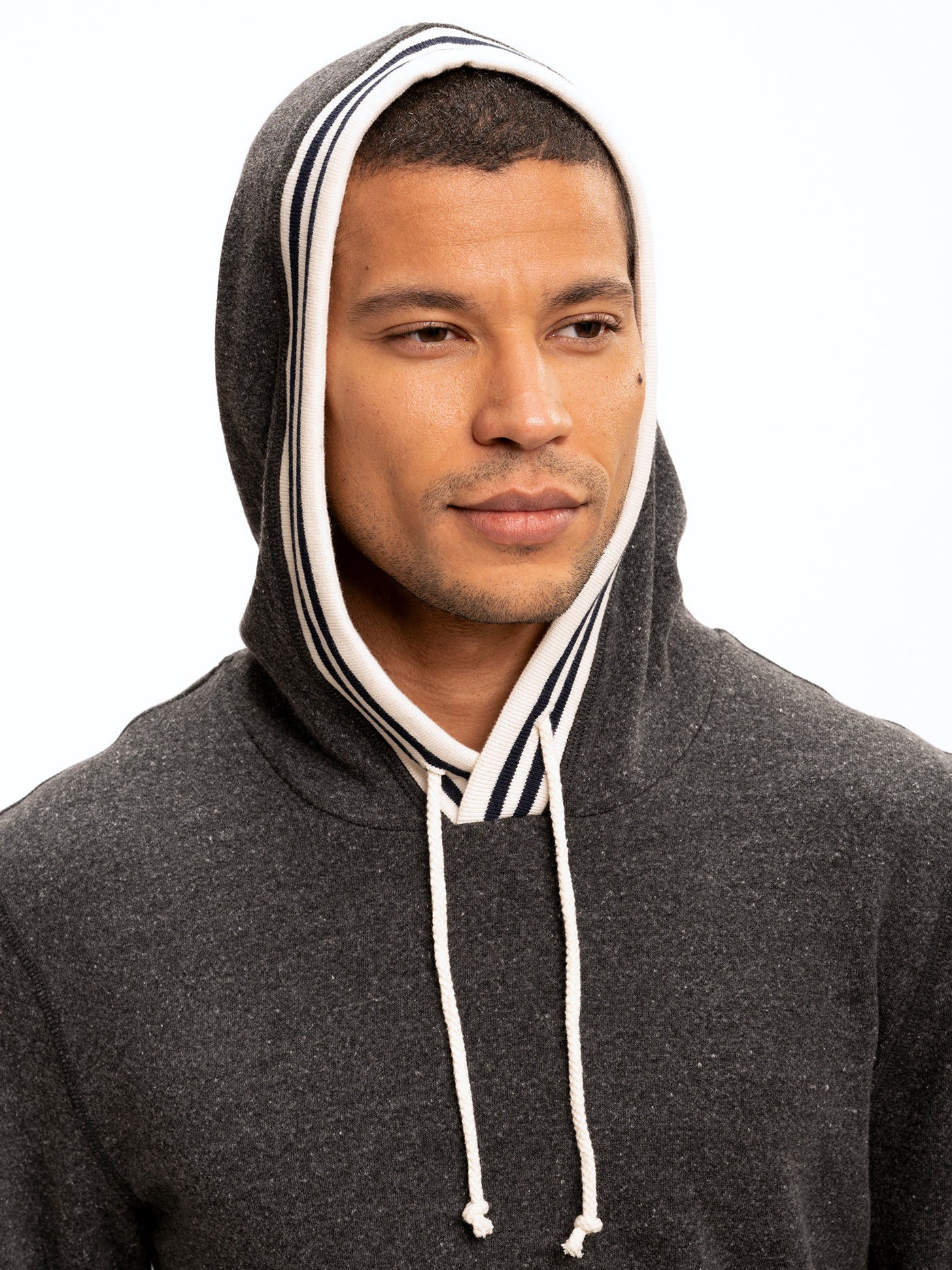Tyson Contrast Rib Pullover Hoodie with Collegiate Detail