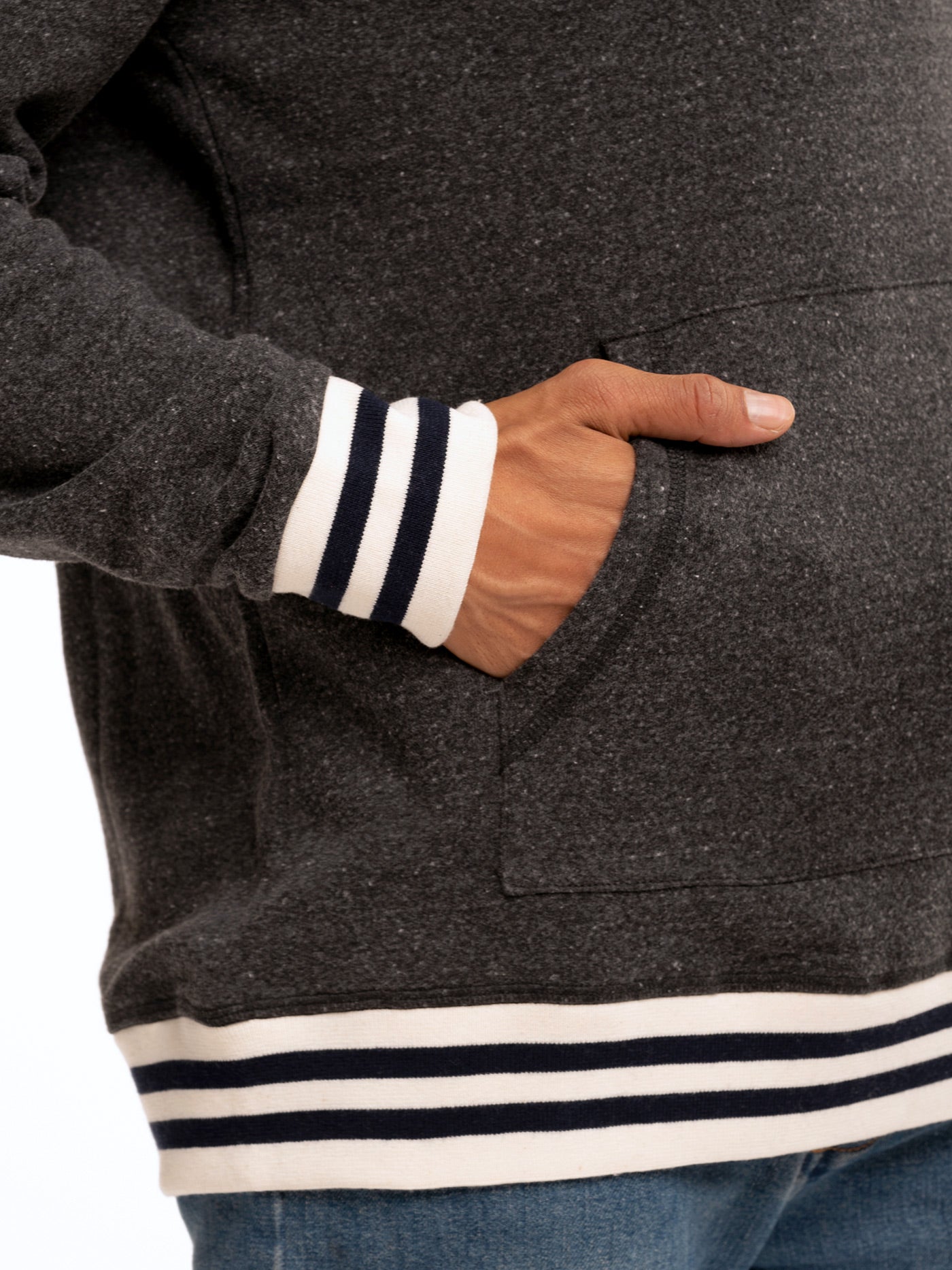 Tyson Contrast Rib Pullover Hoodie with Collegiate Detail