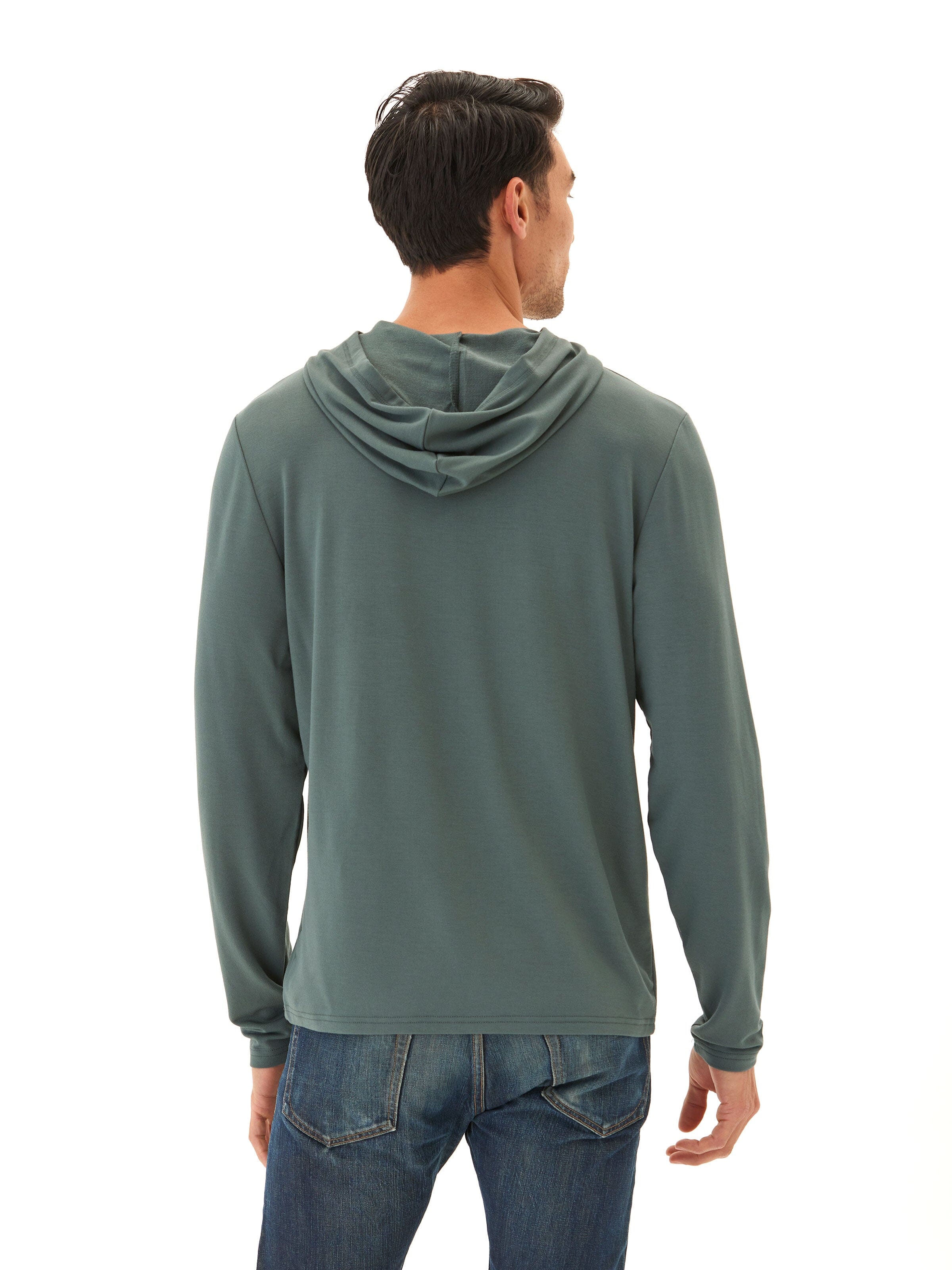 Dex Modal Terry Pullover Hoodie in Sage-Green and Muted-Teal