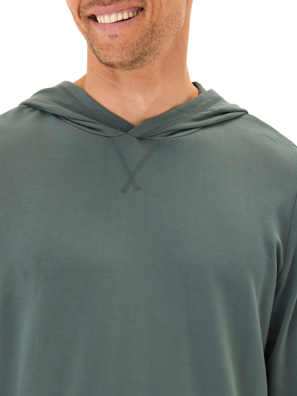 Dex Modal Terry Pullover Hoodie in Sage-Green and Muted-Teal