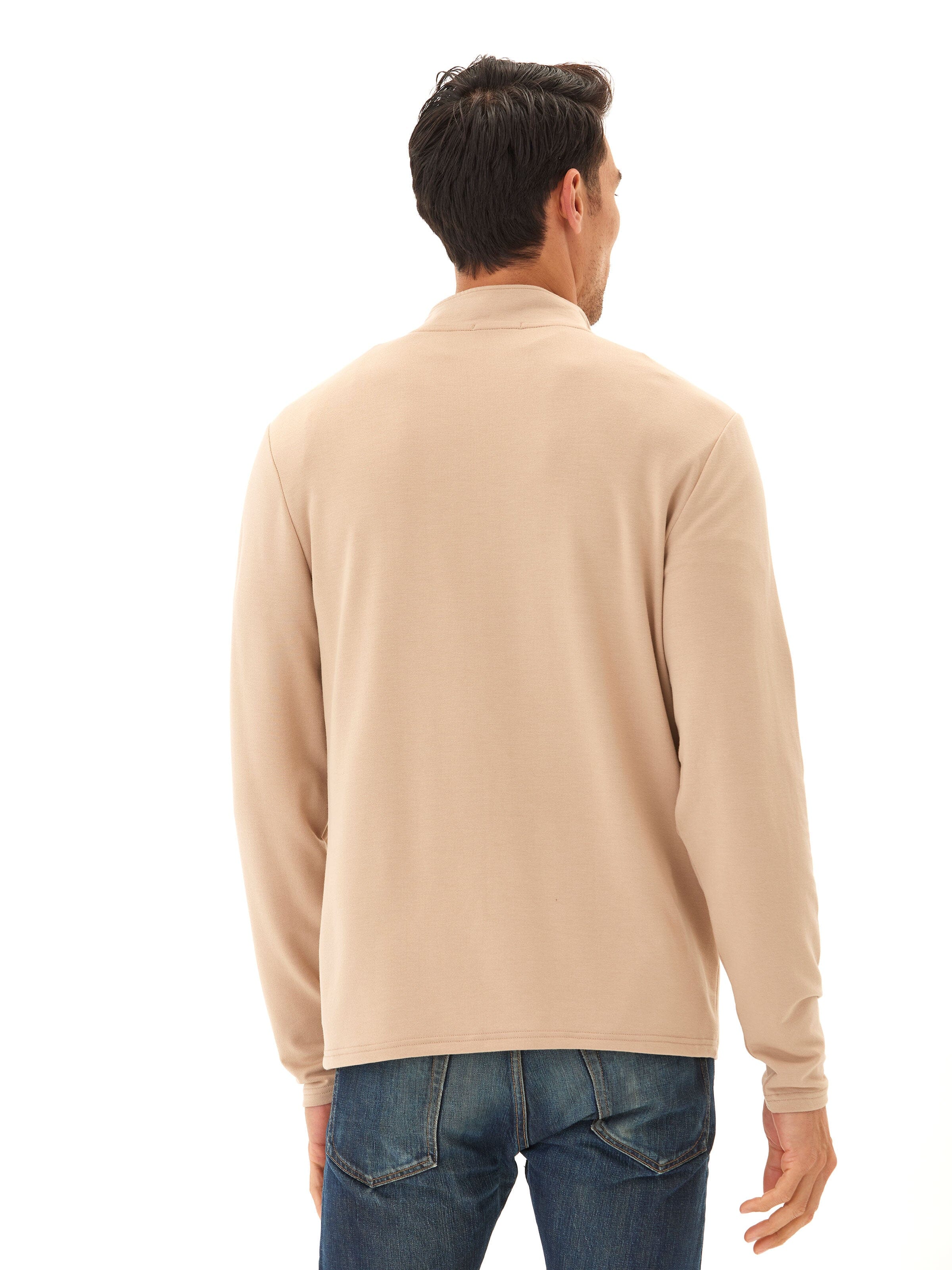 Modal Terry Quarter Zip Mock Neck Pullover for Everyday Comfort