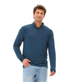 Kace Modal Terry Quarter Zip Mock Neck in a soft-touch fabric with a structured collar