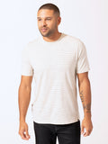 Men's striped crew neck t-shirt in off-white and black