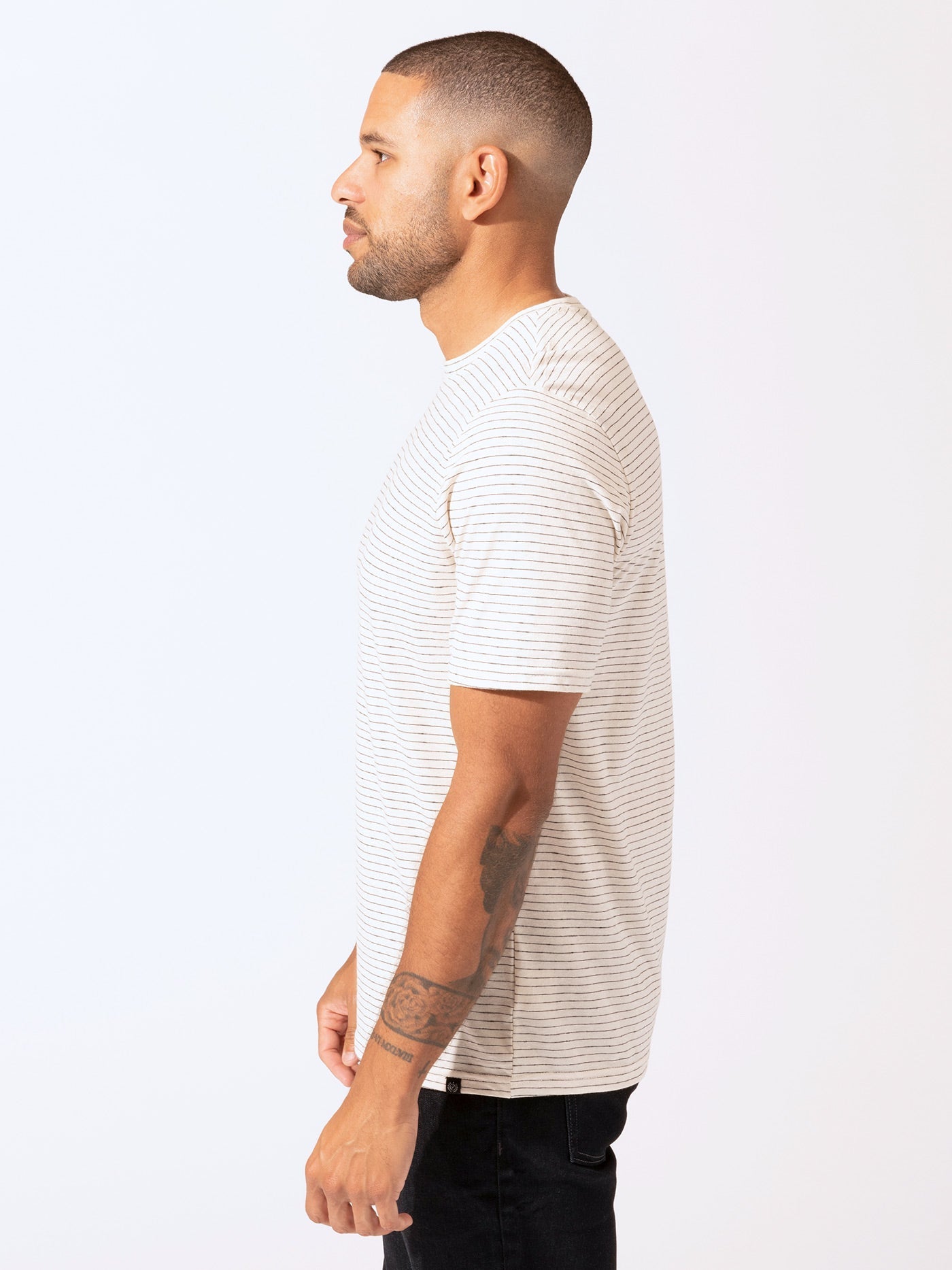 Stripe Triblend Jersey Crew Neck Tee - Essential Soft Knit
