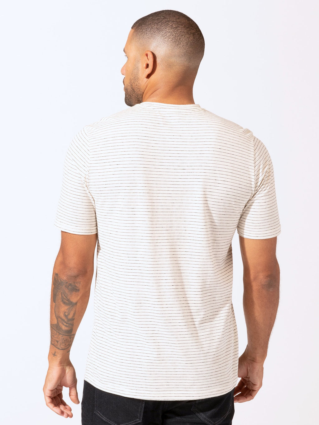Stripe Triblend Jersey Crew Neck Tee - Essential Soft Knit