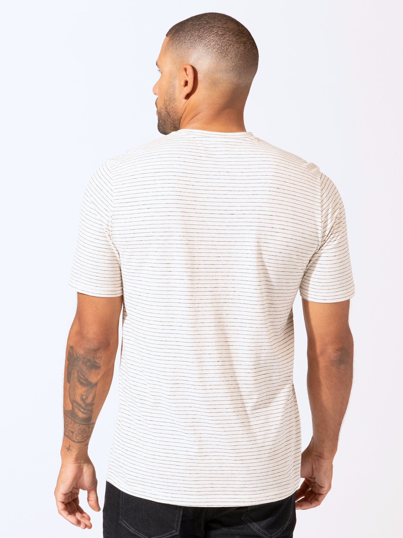 Stripe Triblend Jersey Crew Neck Tee - Essential Soft Knit