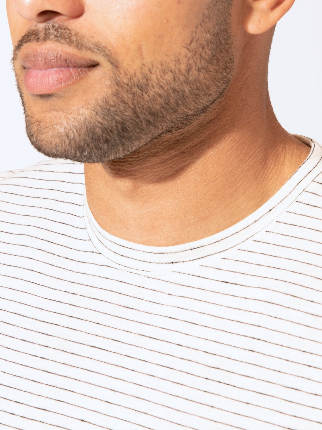 Stripe Triblend Jersey Crew Neck Tee - Essential Soft Knit