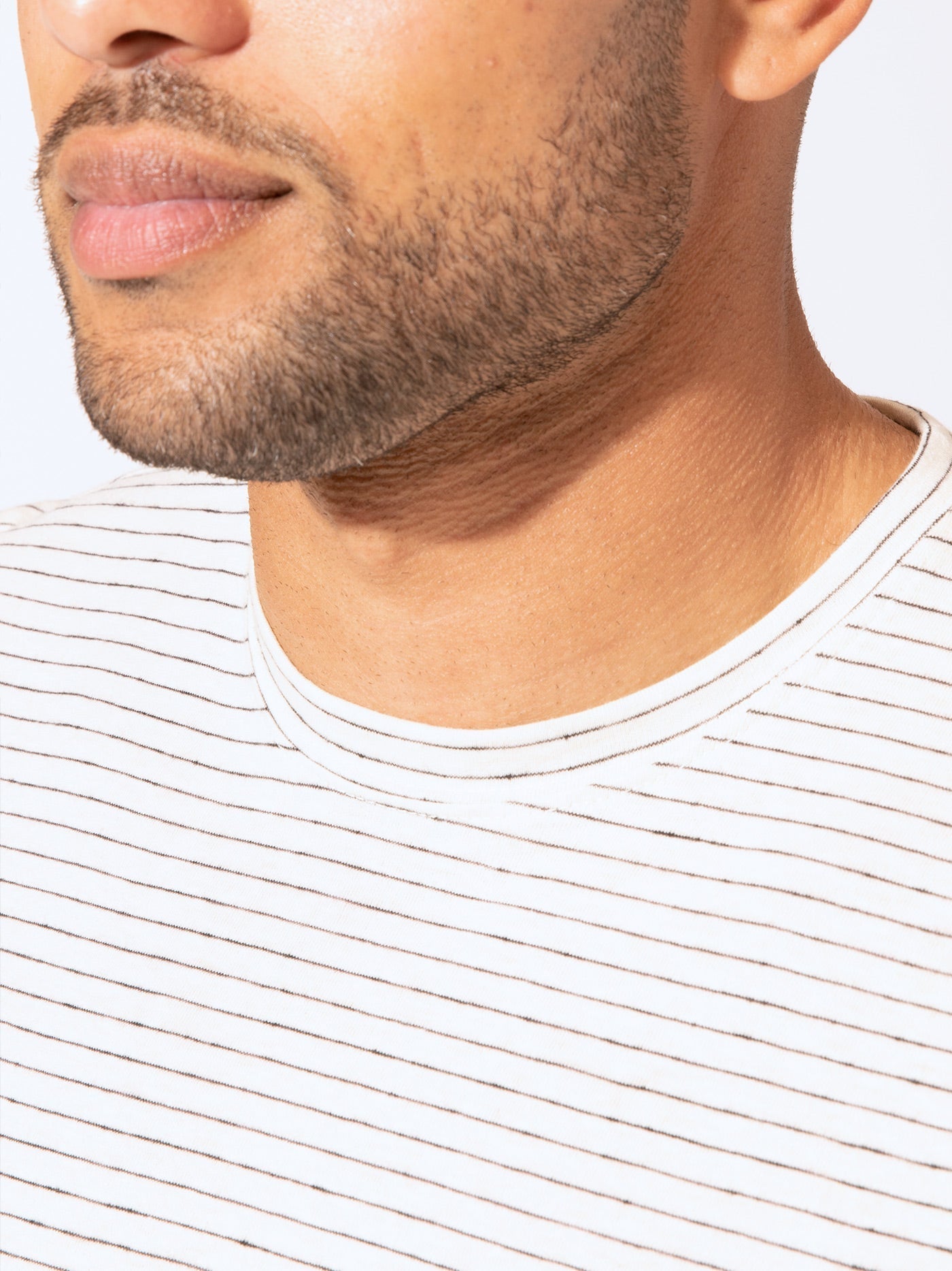 Stripe Triblend Jersey Crew Neck Tee - Essential Soft Knit