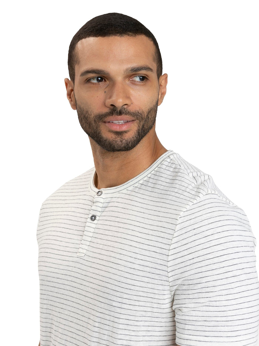 Men's Stripe Triblend Jersey Short Sleeve Henley