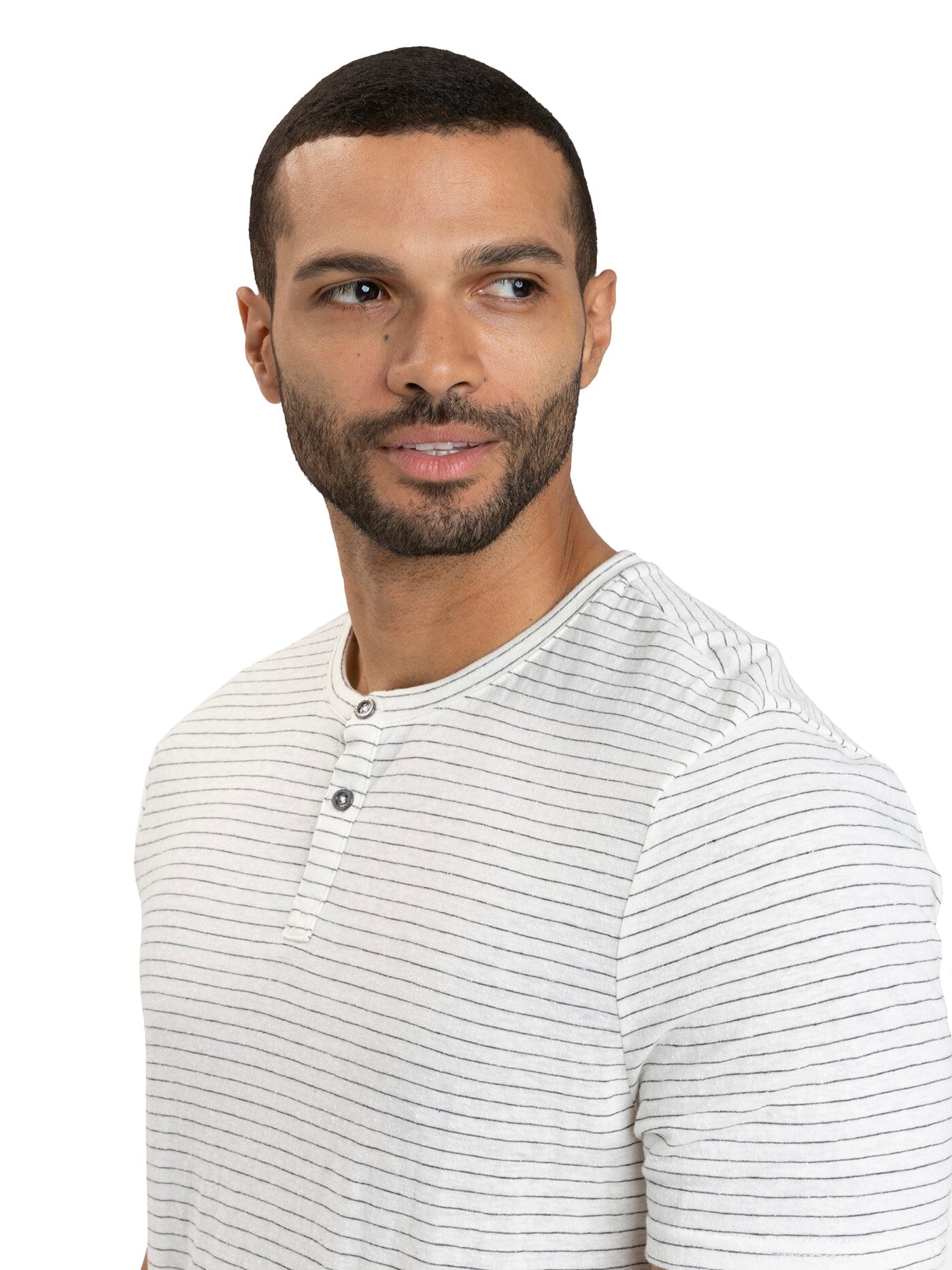 Men's Stripe Triblend Jersey Short Sleeve Henley