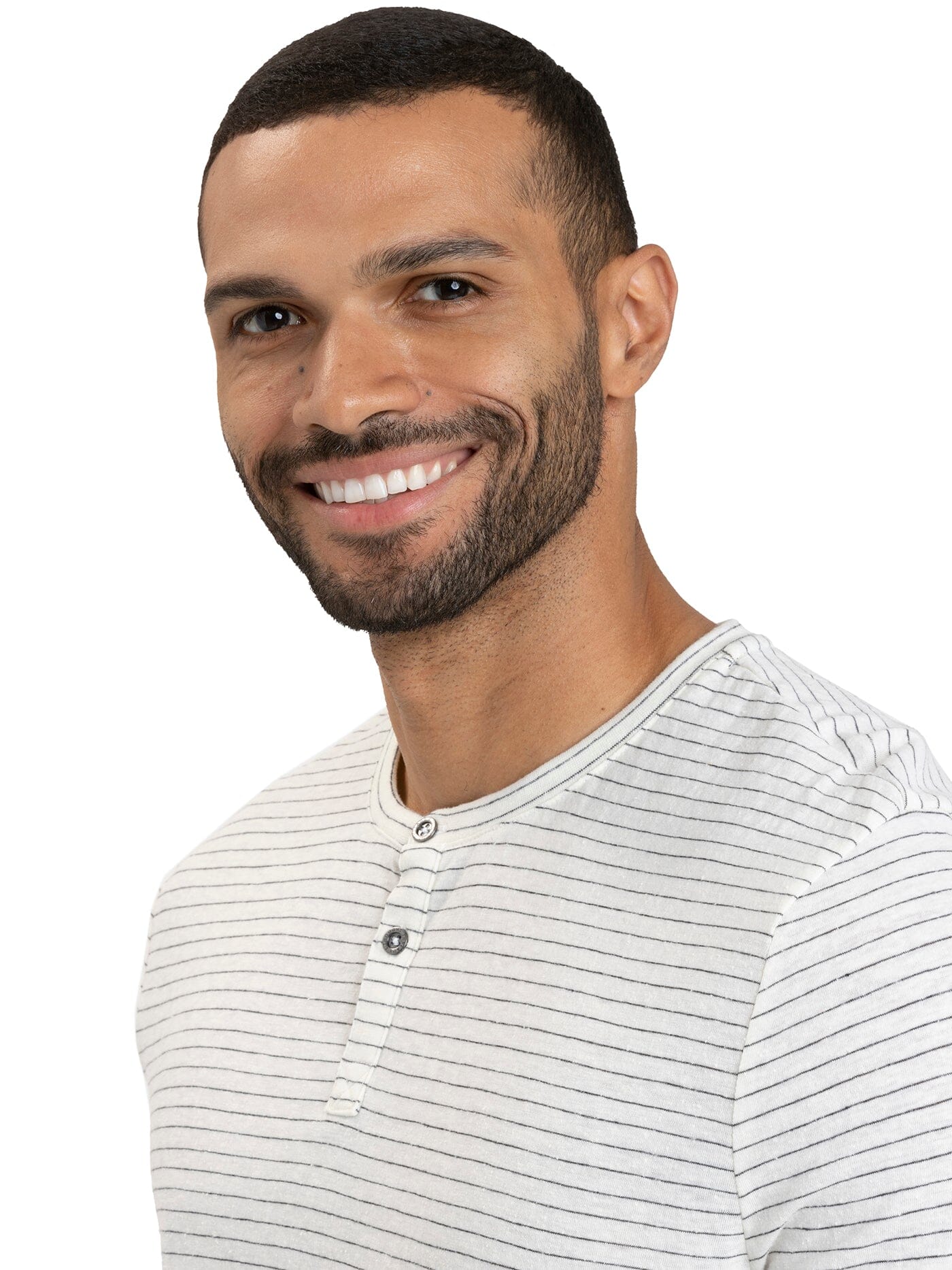 Men's Stripe Triblend Jersey Short Sleeve Henley