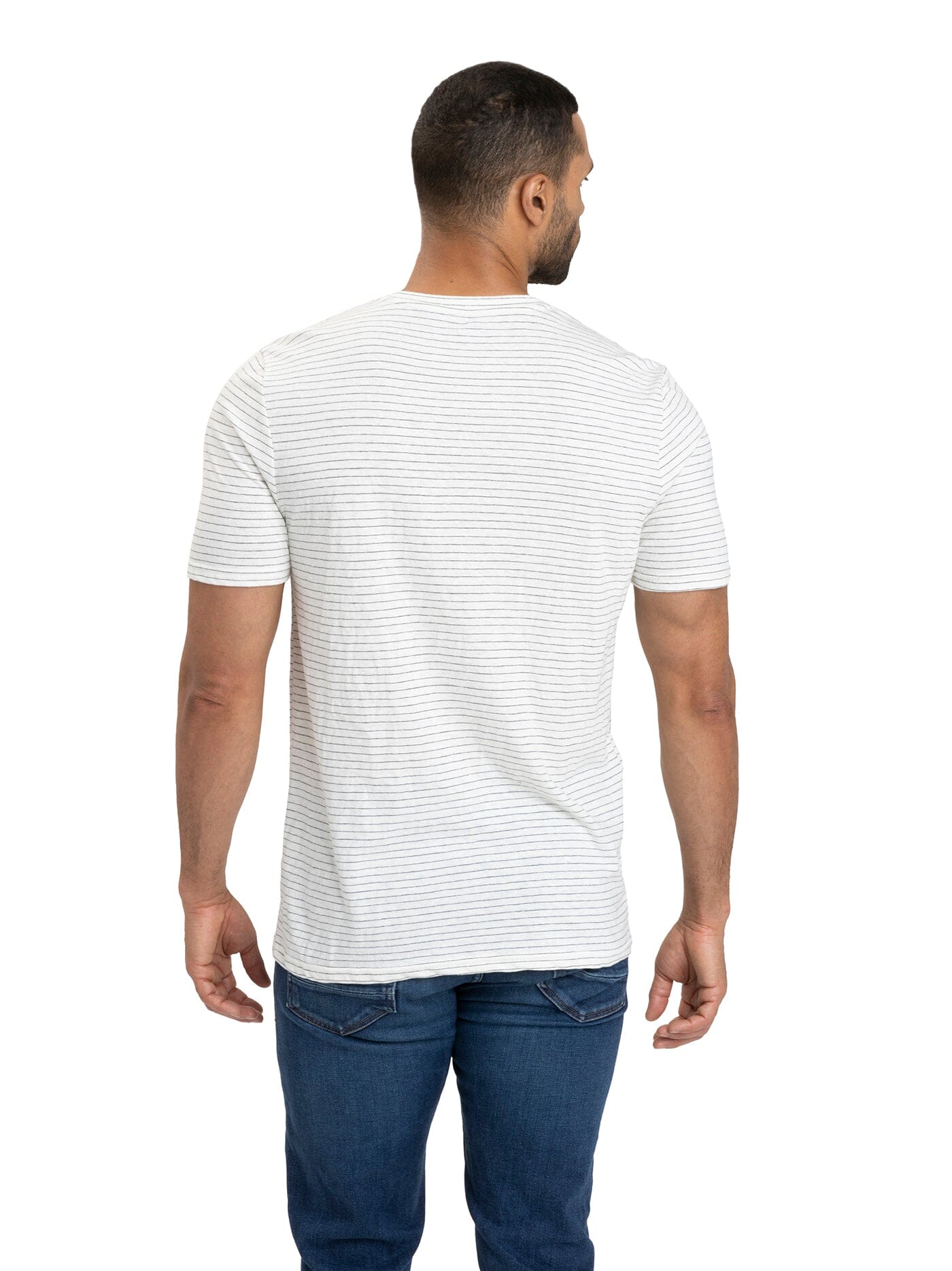 Men's Stripe Triblend Jersey Short Sleeve Henley