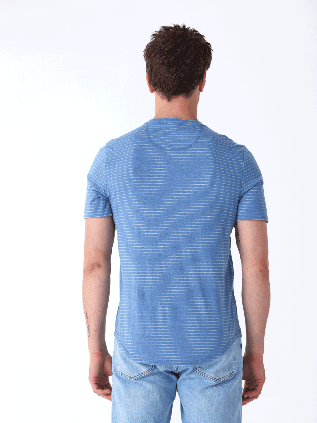 Stripe Triblend Jersey Short Sleeve Henley Shirt for Men and Women