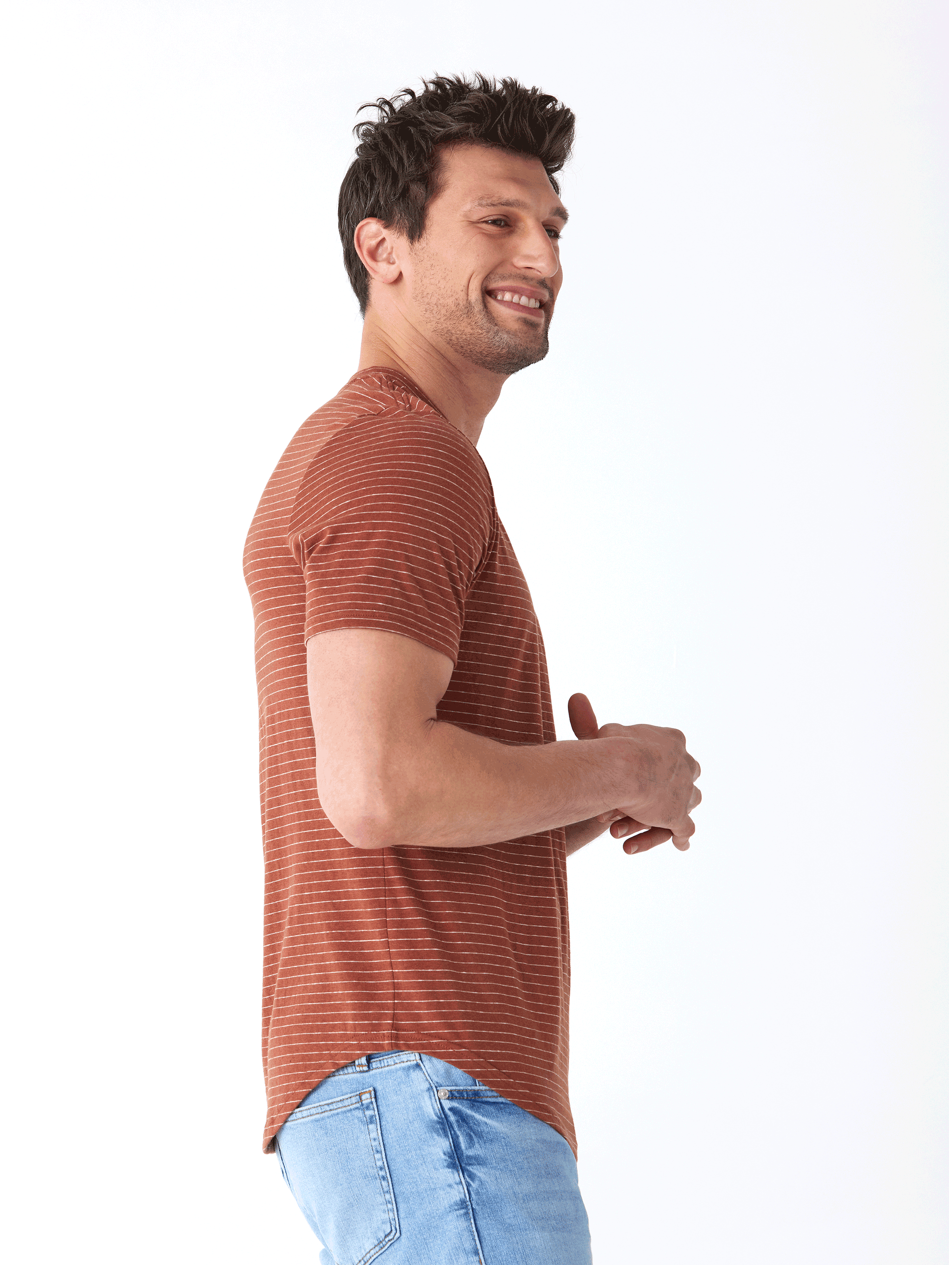 Men's Stripe Triblend Jersey Short Sleeve Henley Shirt