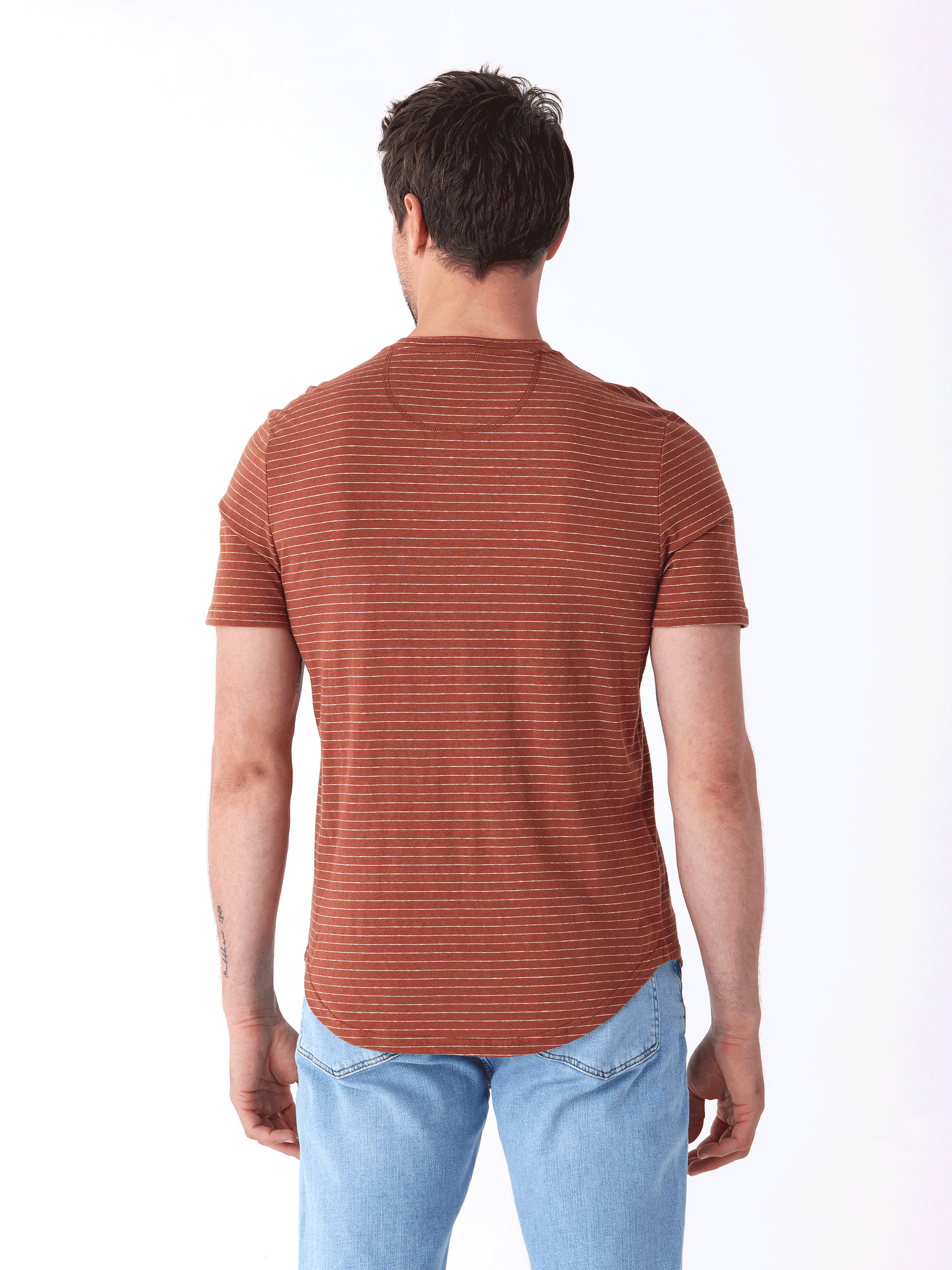 Men's Stripe Triblend Jersey Short Sleeve Henley Shirt