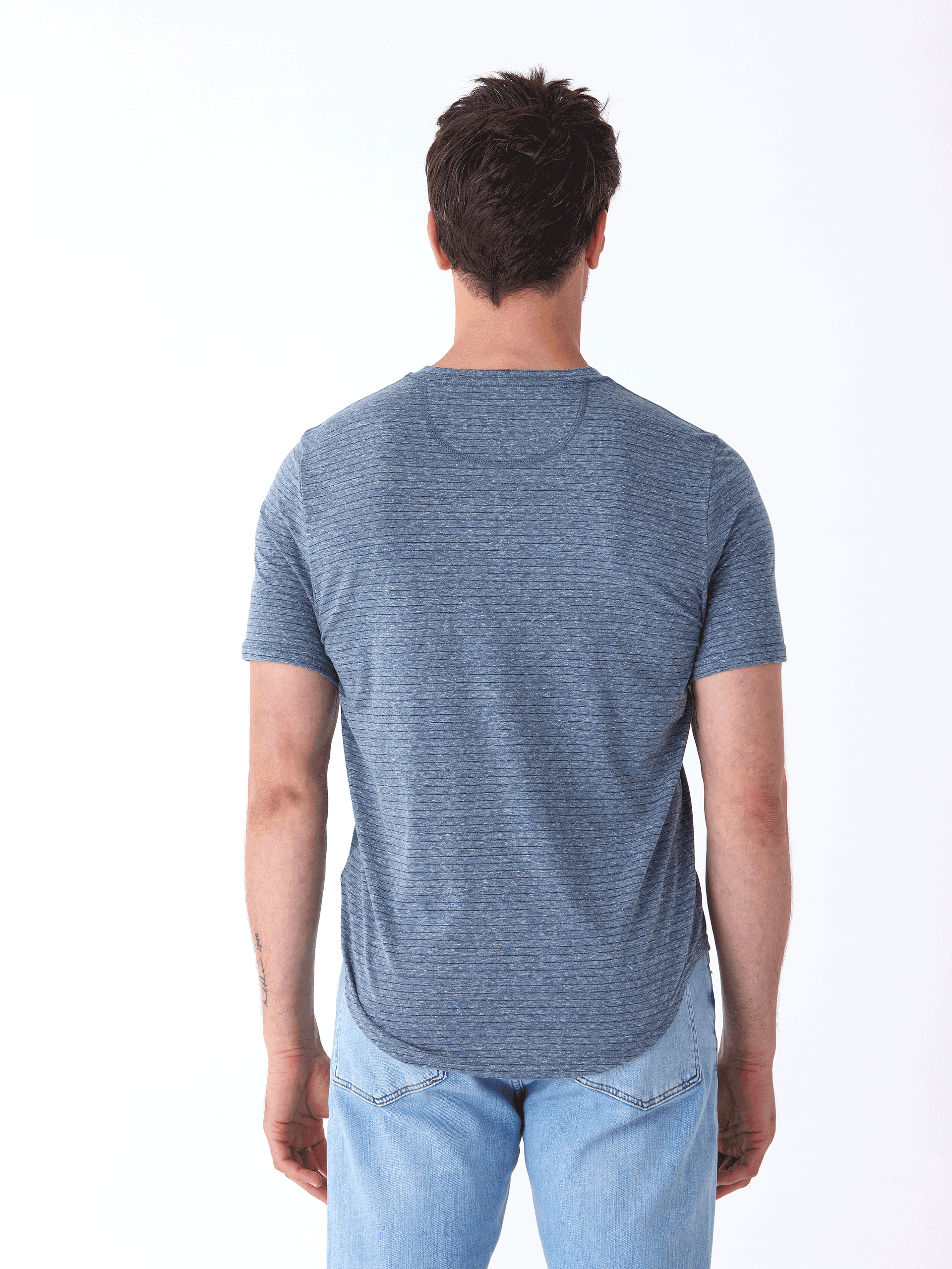 Stripe Triblend Jersey Short Sleeve Henley Shirt