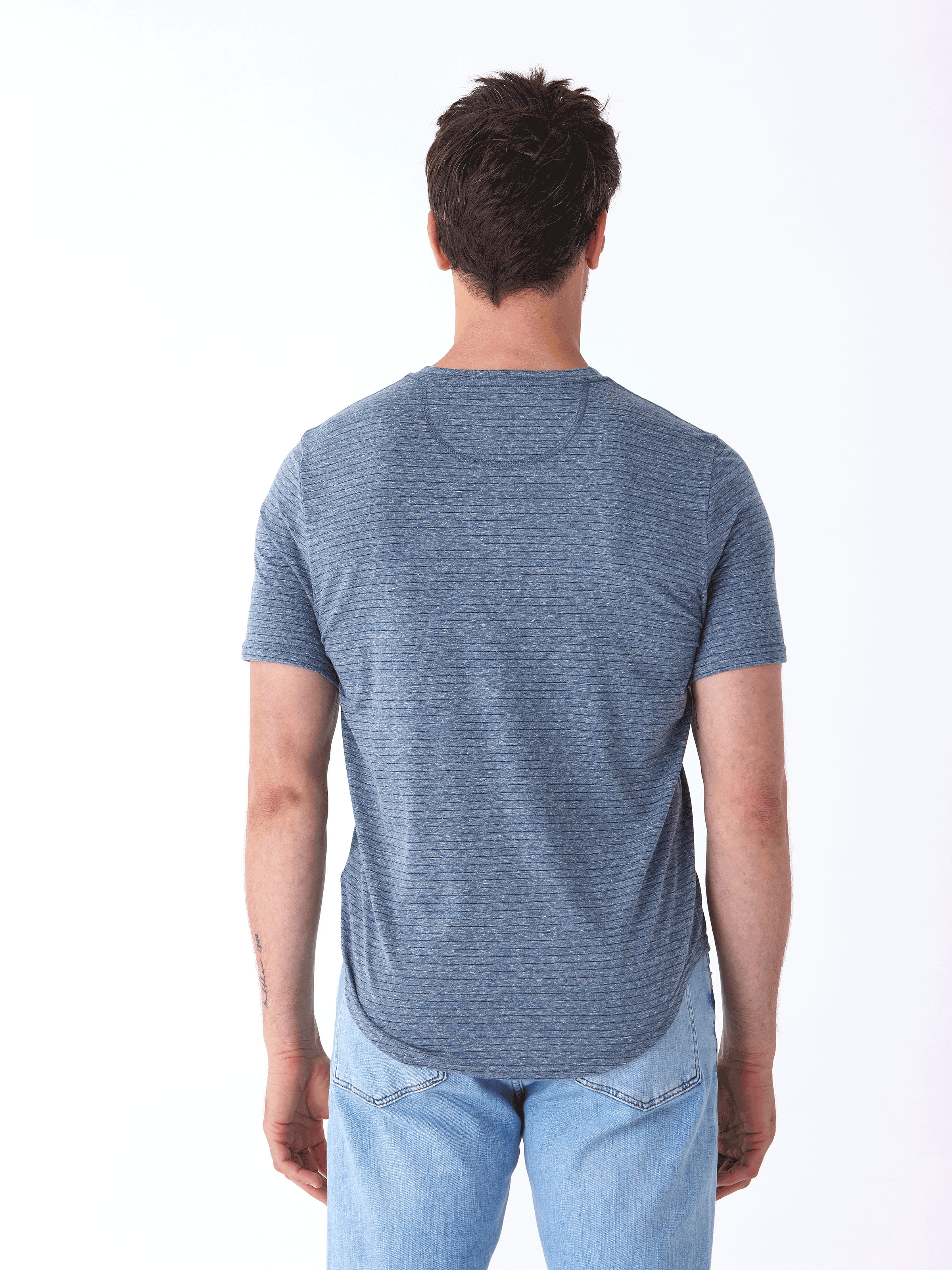 Stripe Triblend Jersey Short Sleeve Henley Shirt