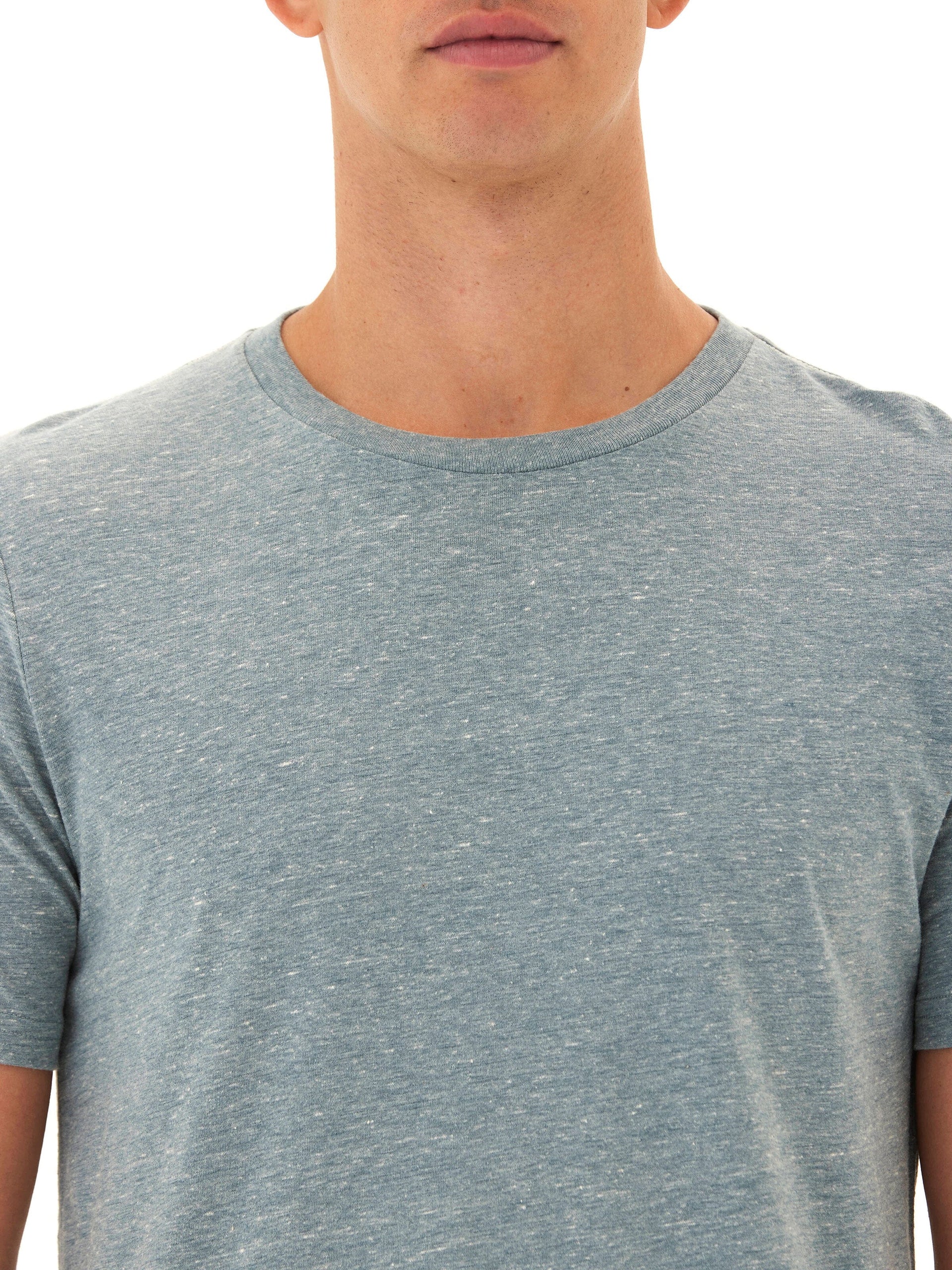 Triblend Contrast Stitch Crew Neck Tee in Blue and Grey