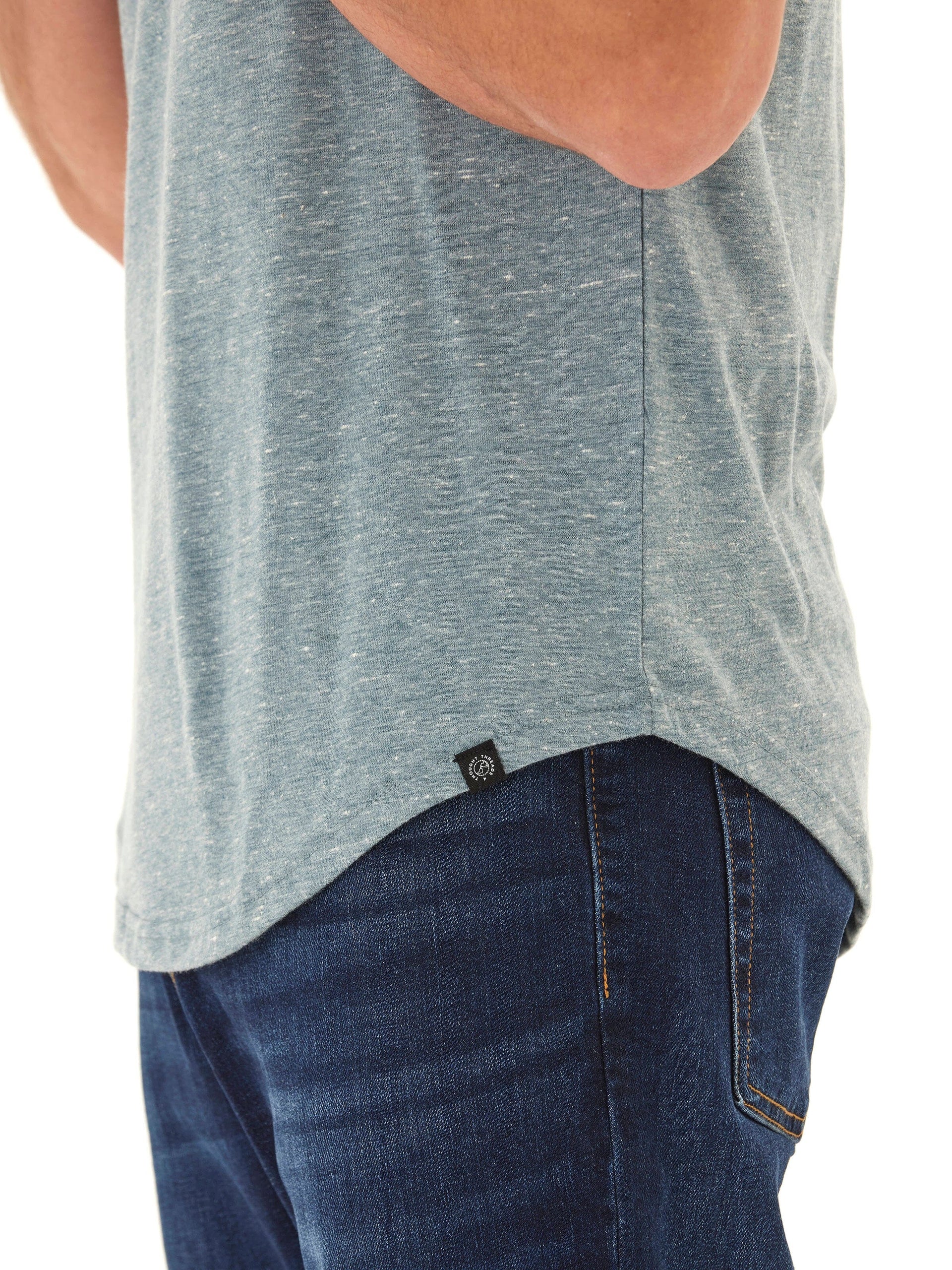Triblend Contrast Stitch Crew Neck Tee in Blue and Grey