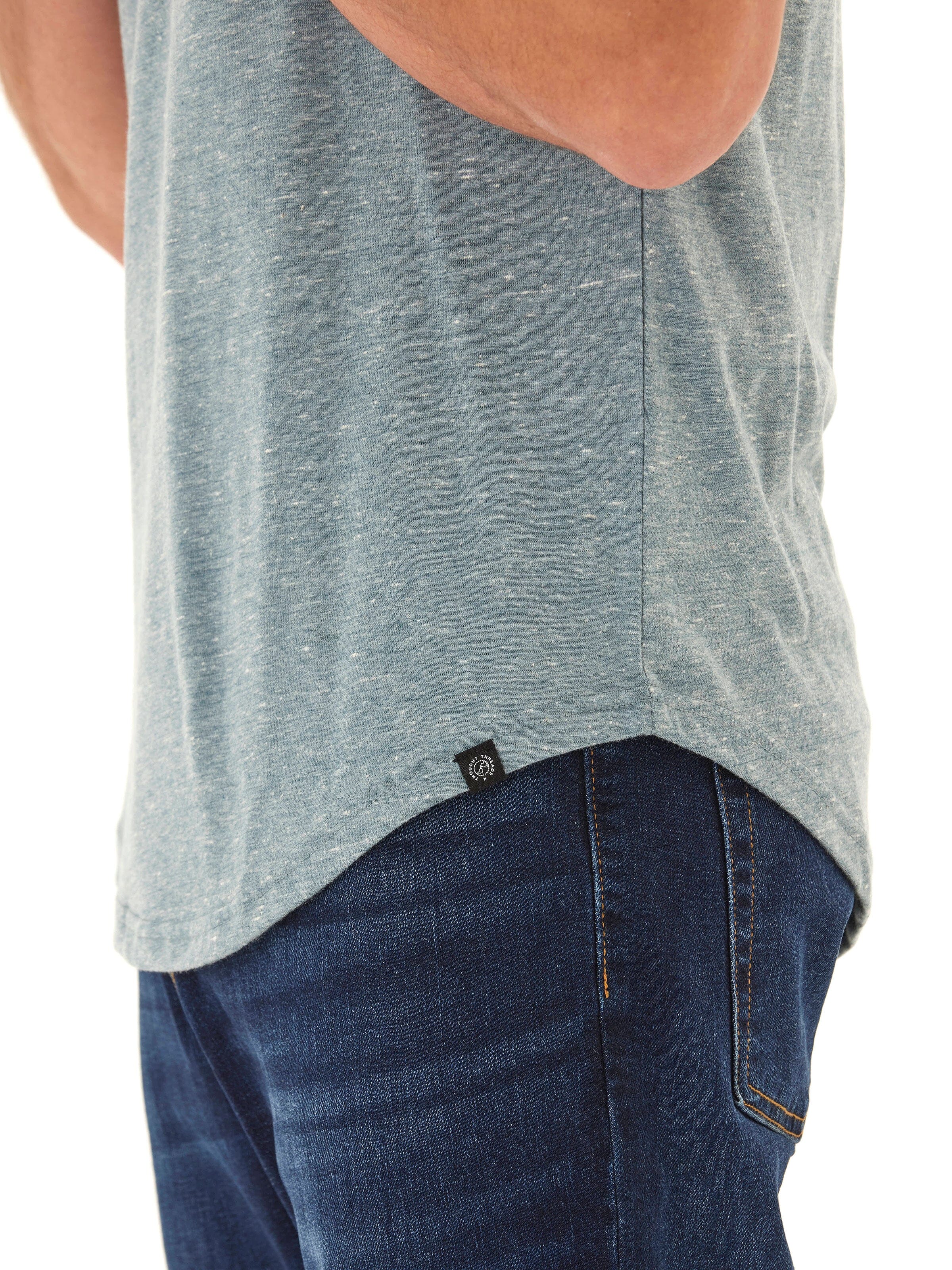 Triblend Contrast Stitch Crew Neck Tee in Blue and Grey