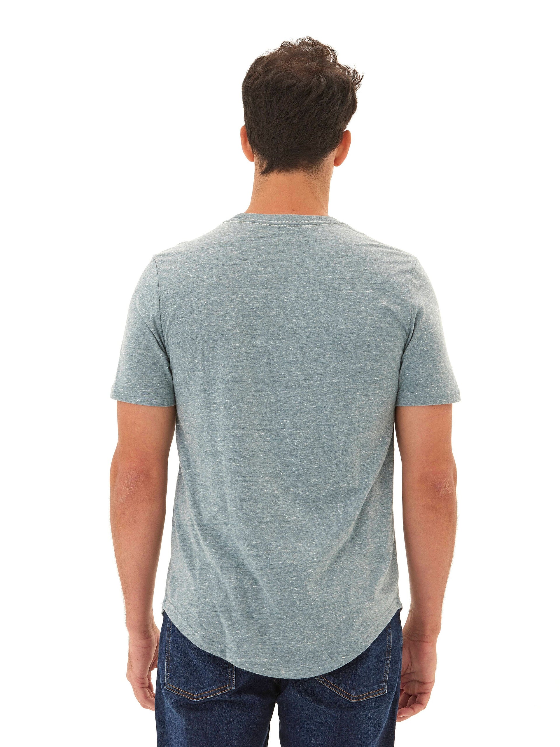 Triblend Contrast Stitch Crew Neck Tee in Blue and Grey