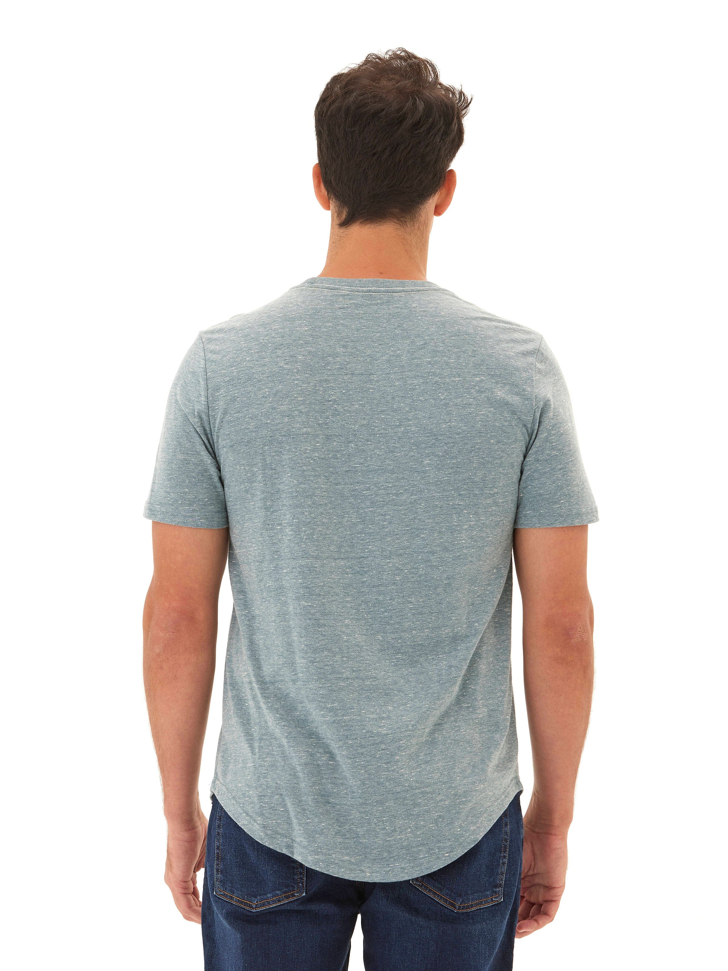 Triblend Contrast Stitch Crew Neck Tee in Blue and Grey