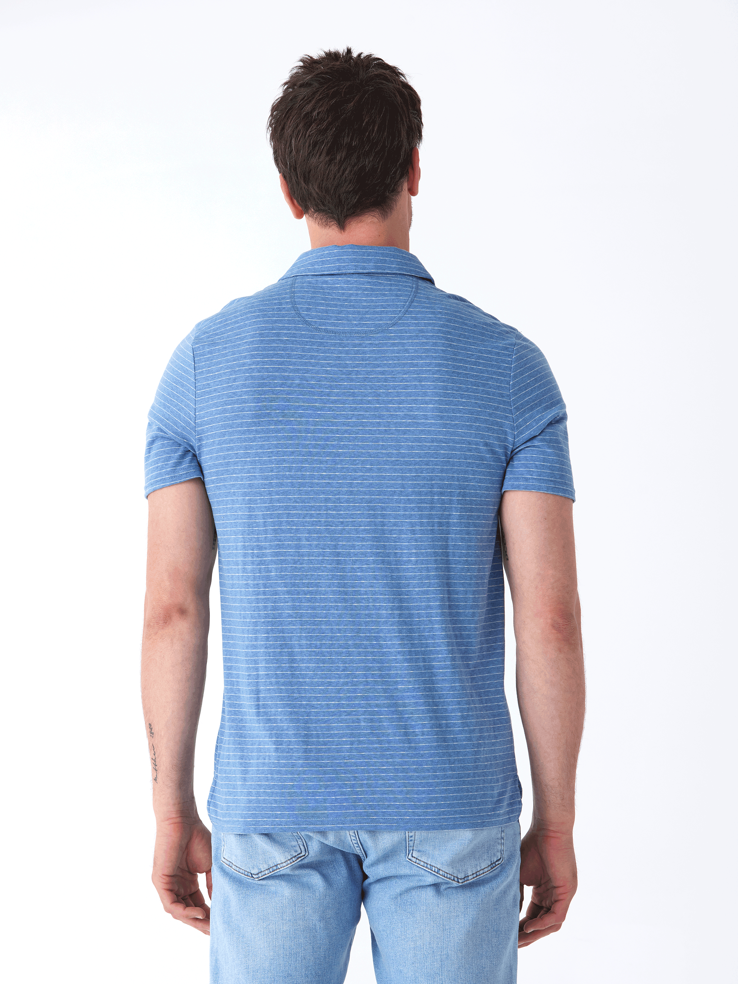 Stripe Triblend Jersey Polo Shirt - Soft Short Sleeve Essential