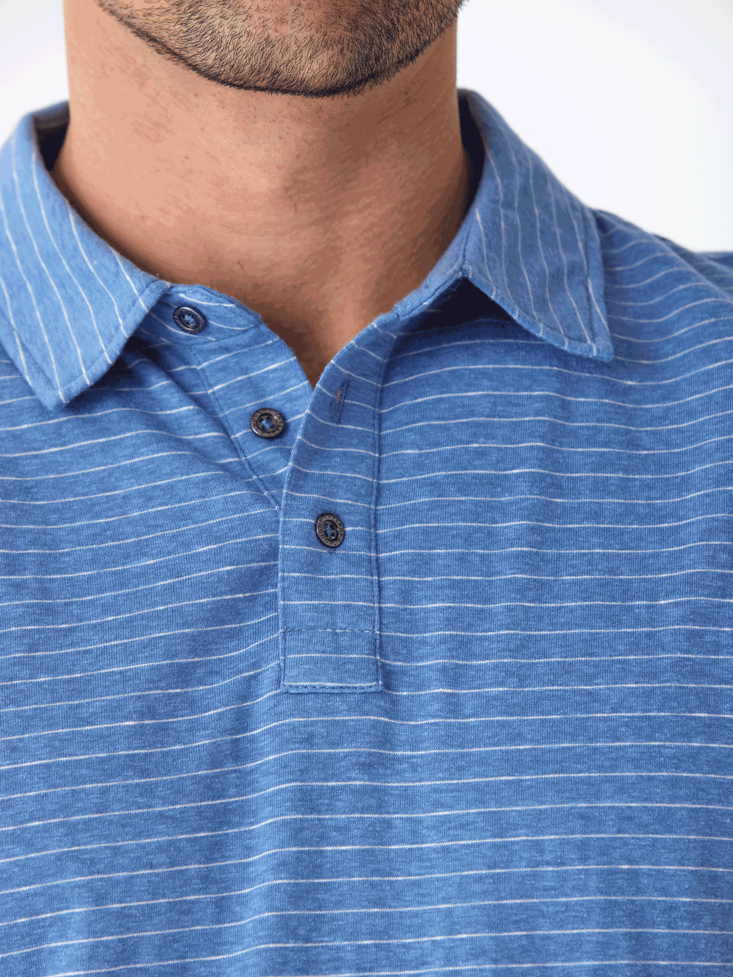 Stripe Triblend Jersey Polo Shirt - Soft Short Sleeve Essential