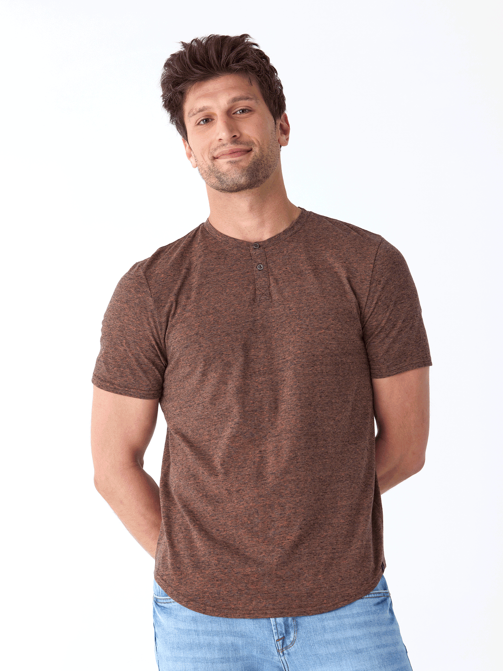 Black Fleck Triblend Henley Shirt