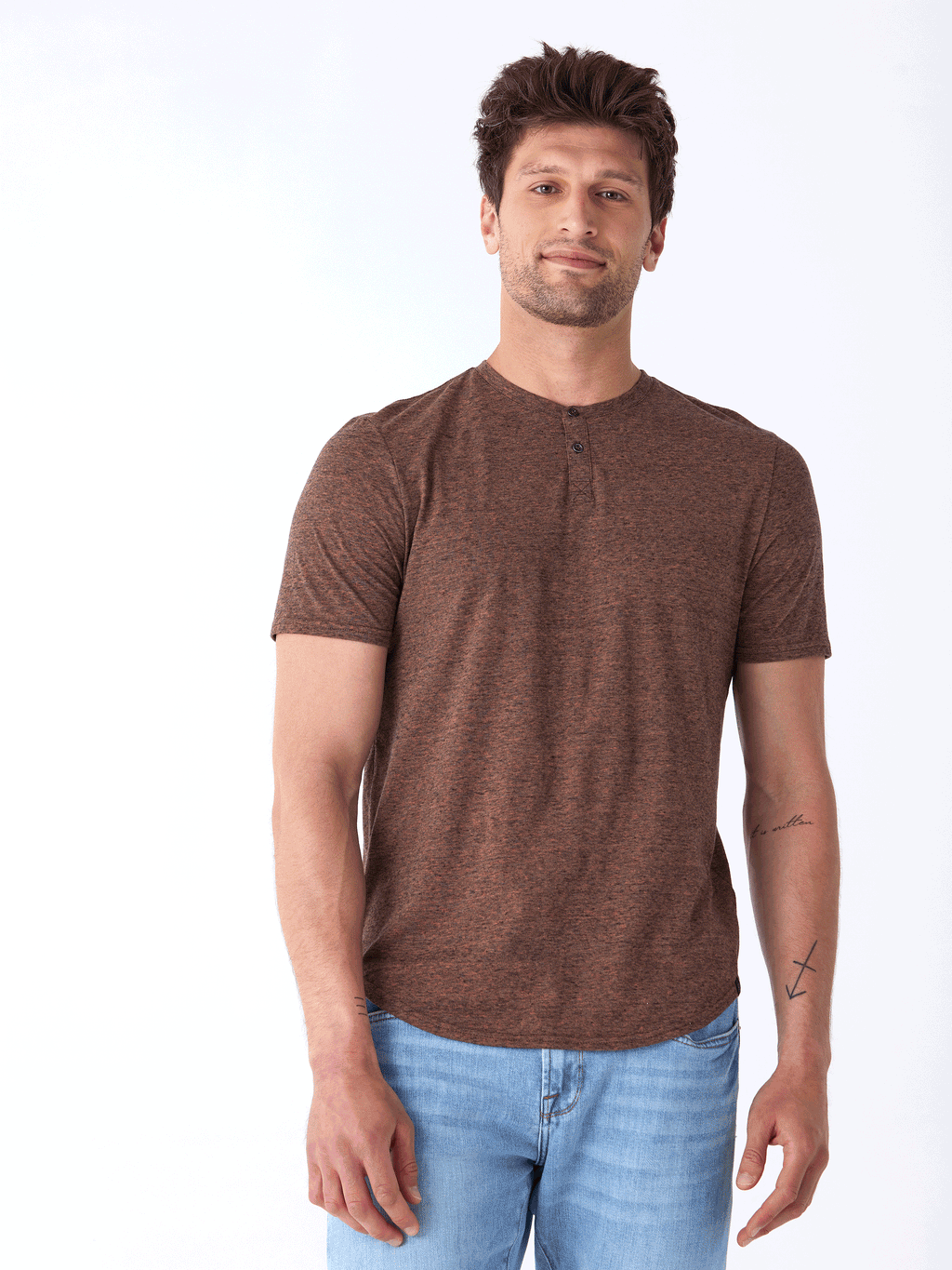 Black Fleck Triblend Henley Shirt