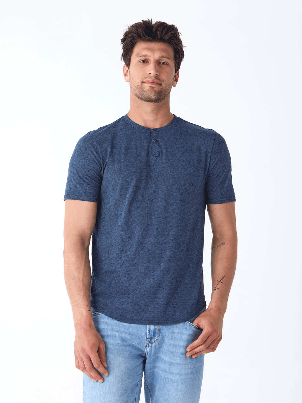 Black Fleck Triblend Henley Shirt