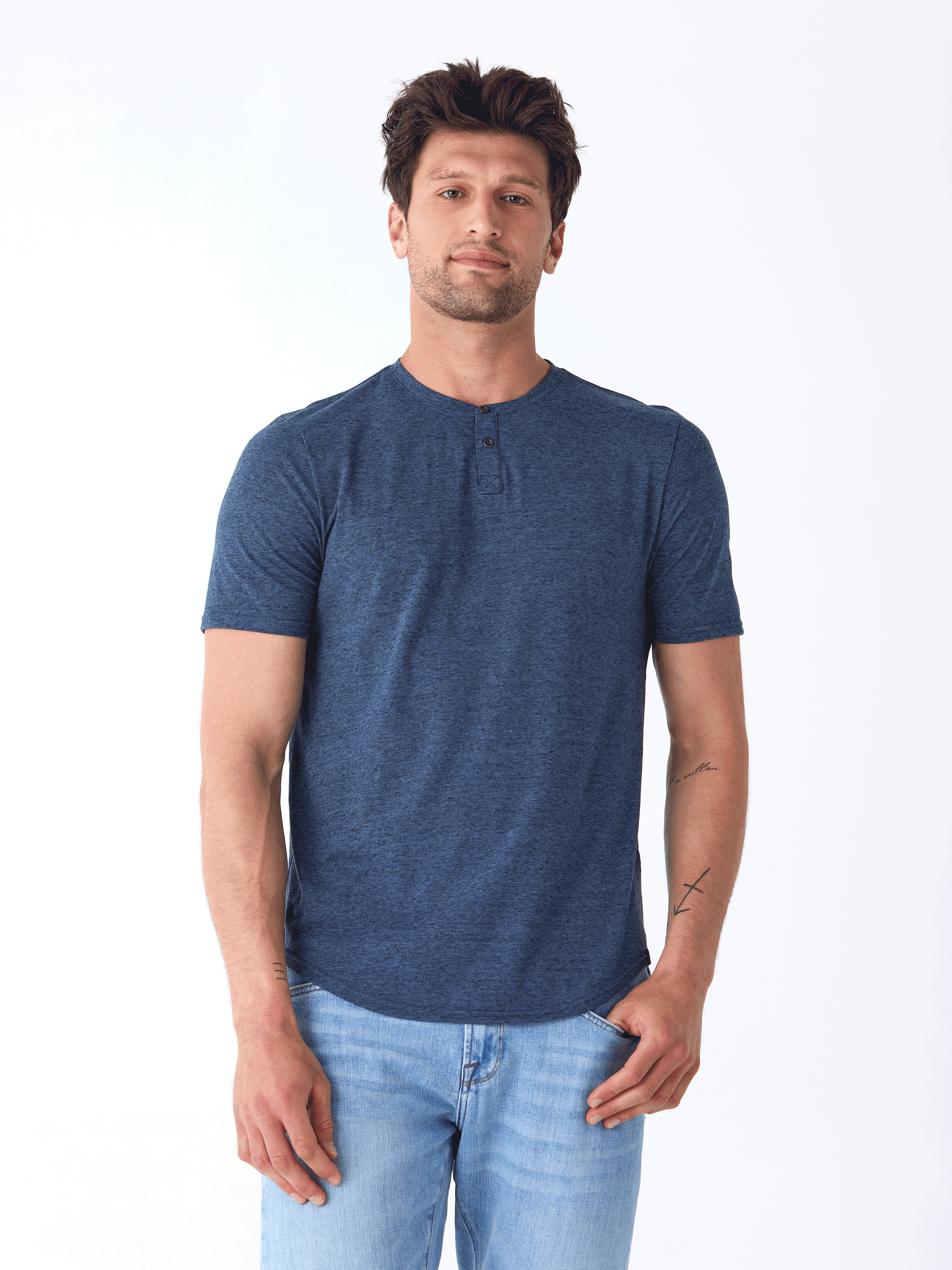 Black Fleck Triblend Henley Shirt