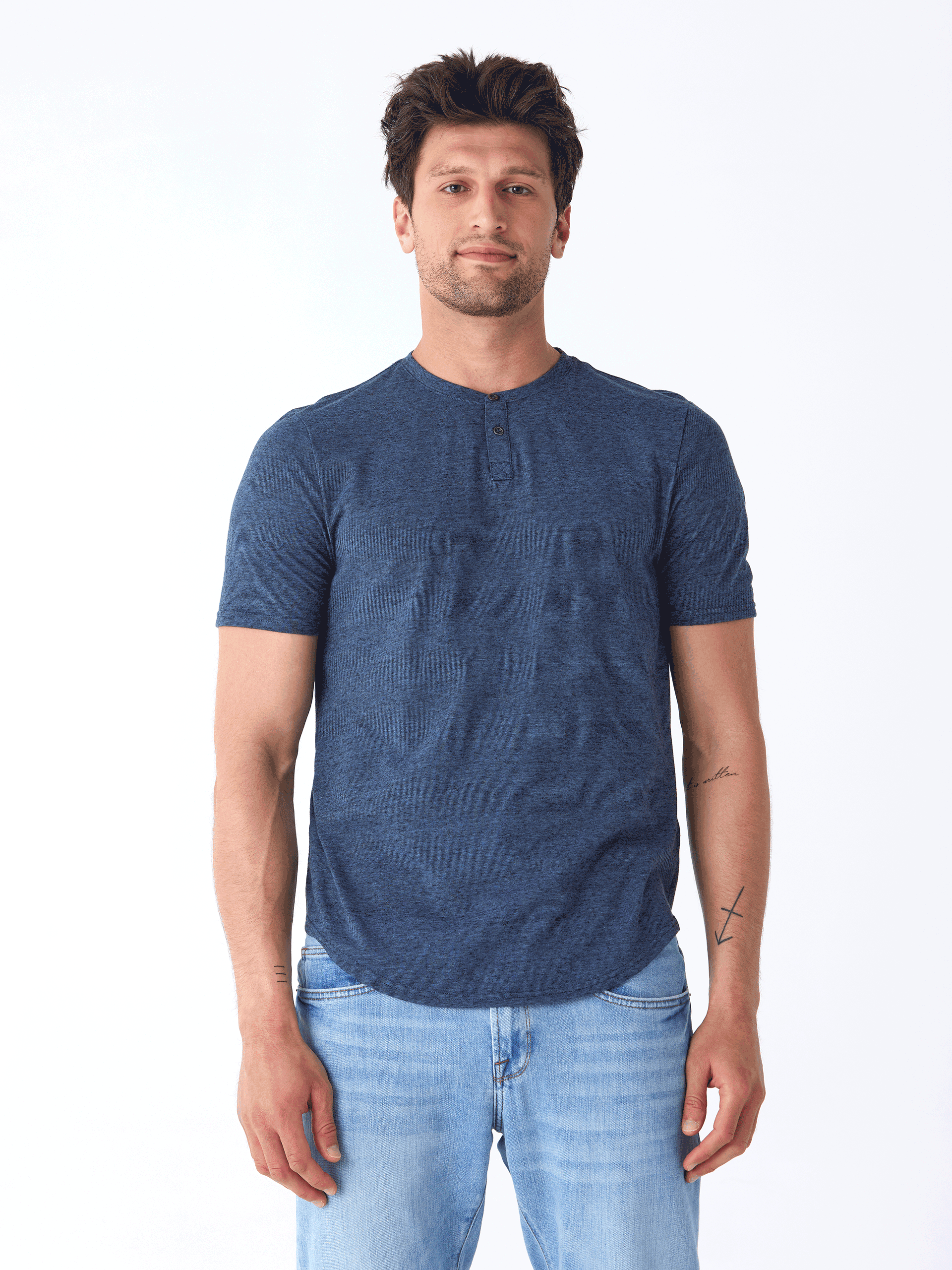 Black Fleck Triblend Henley Shirt