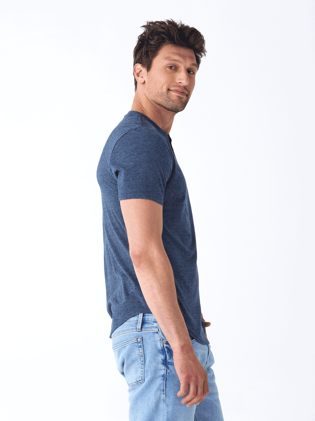 Black Fleck Triblend Henley Shirt