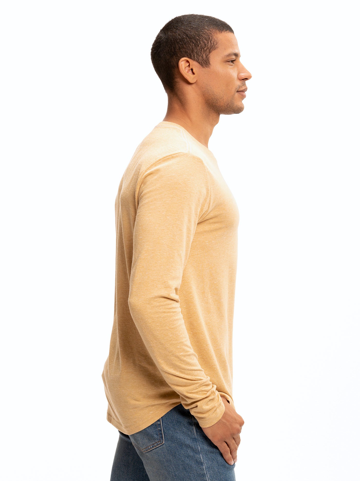 Kye Triblend Long Sleeve Crew Neck Tee in Yellow Gold