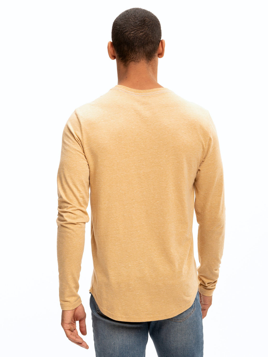 Kye Triblend Long Sleeve Crew Neck Tee in Yellow Gold