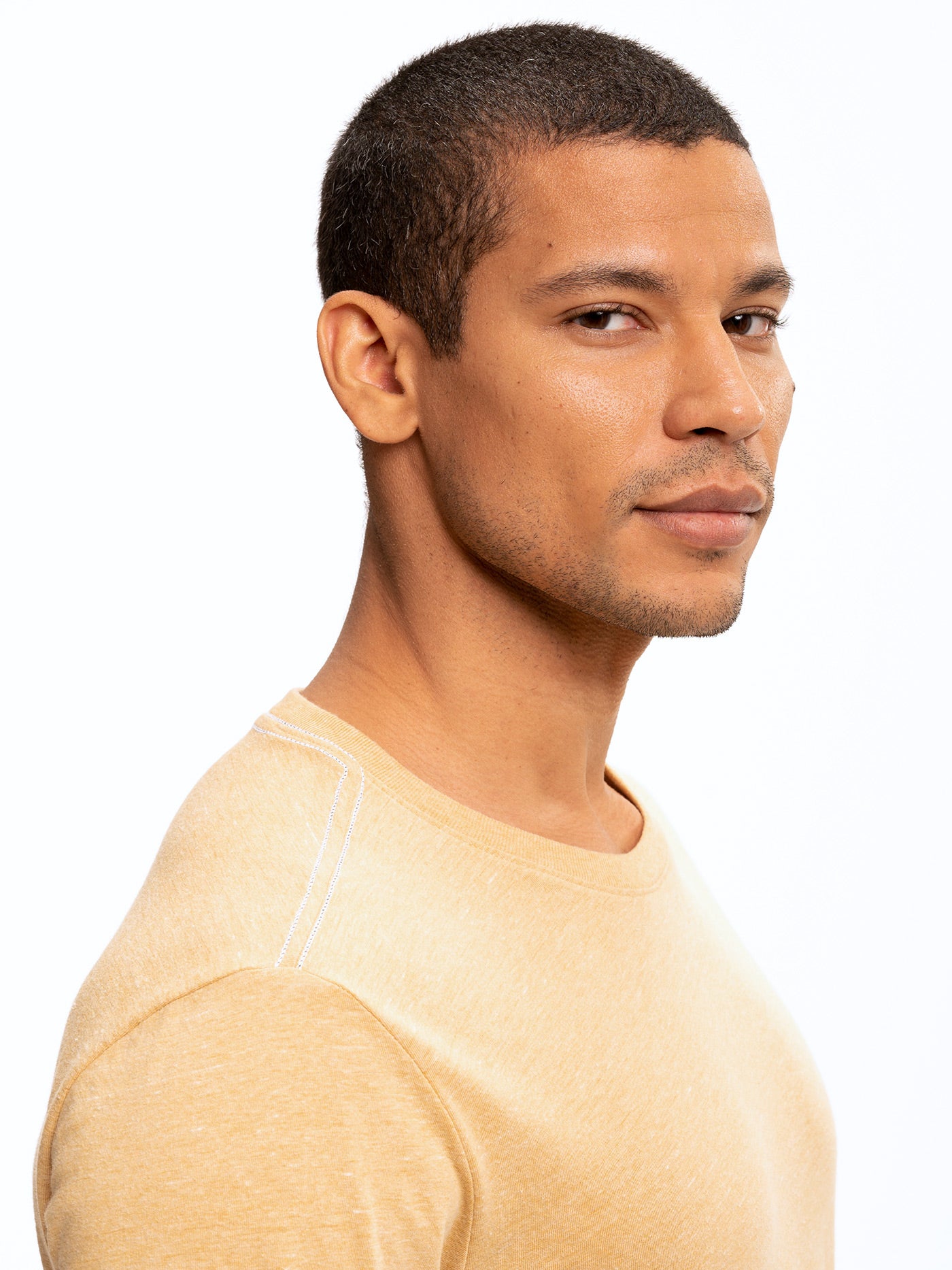 Kye Triblend Long Sleeve Crew Neck Tee in Yellow Gold
