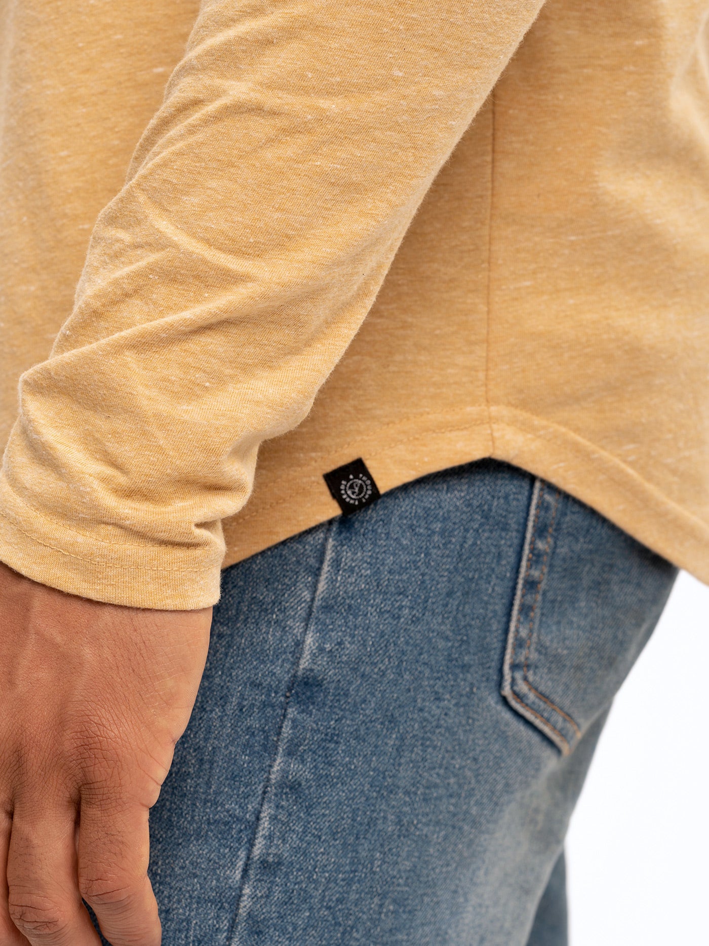 Kye Triblend Long Sleeve Crew Neck Tee in Yellow Gold