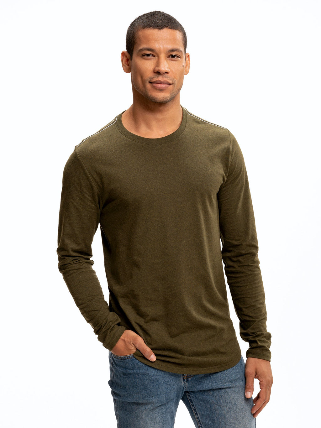 Kye Triblend Long Sleeve Crew shirt in soft textured knit fabric