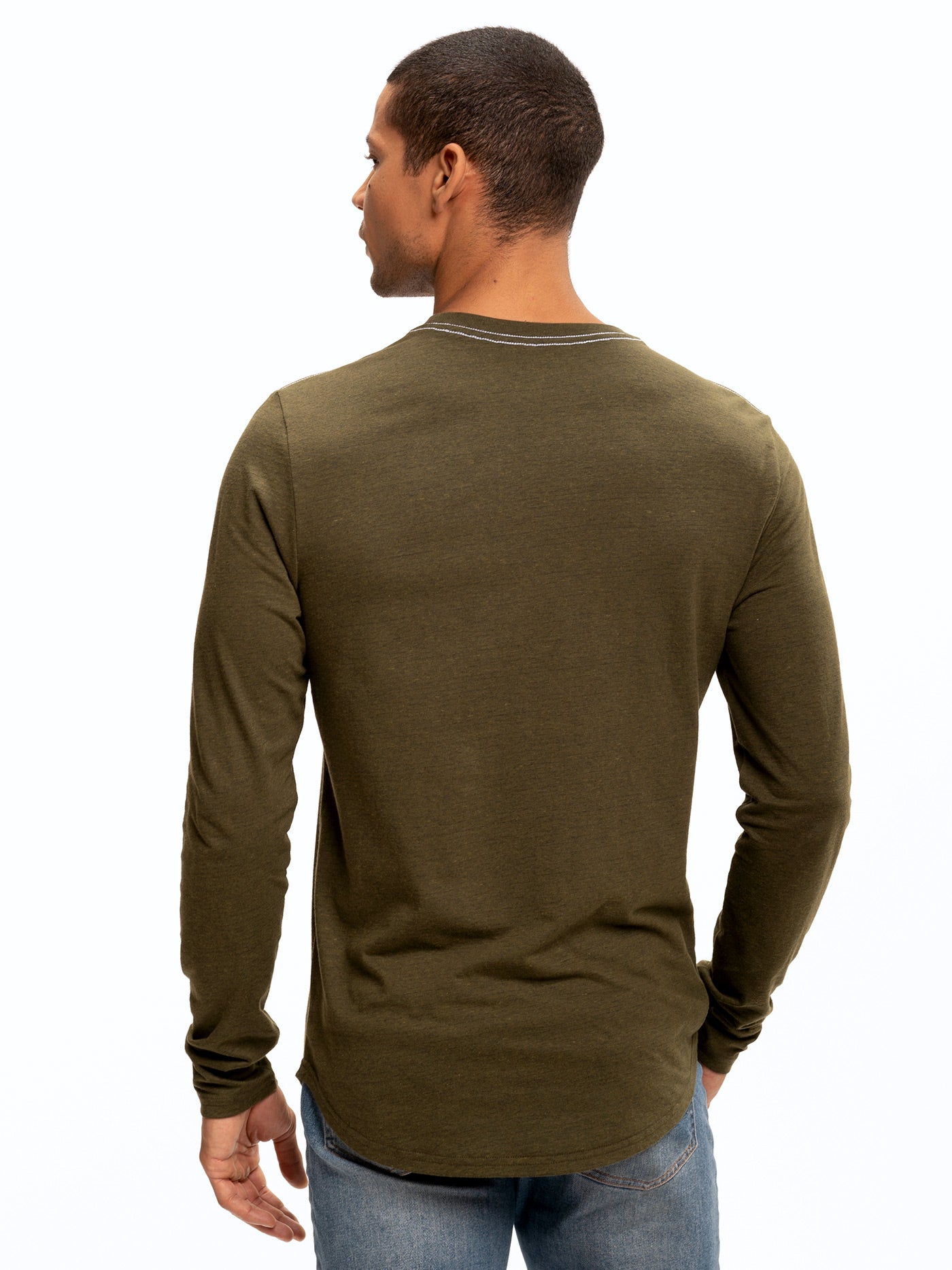 Triblend Long Sleeve Crew Neck T-Shirt in Soft Textured Knit