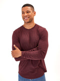Men's maroon Kye triblend long sleeve crew neck tee.