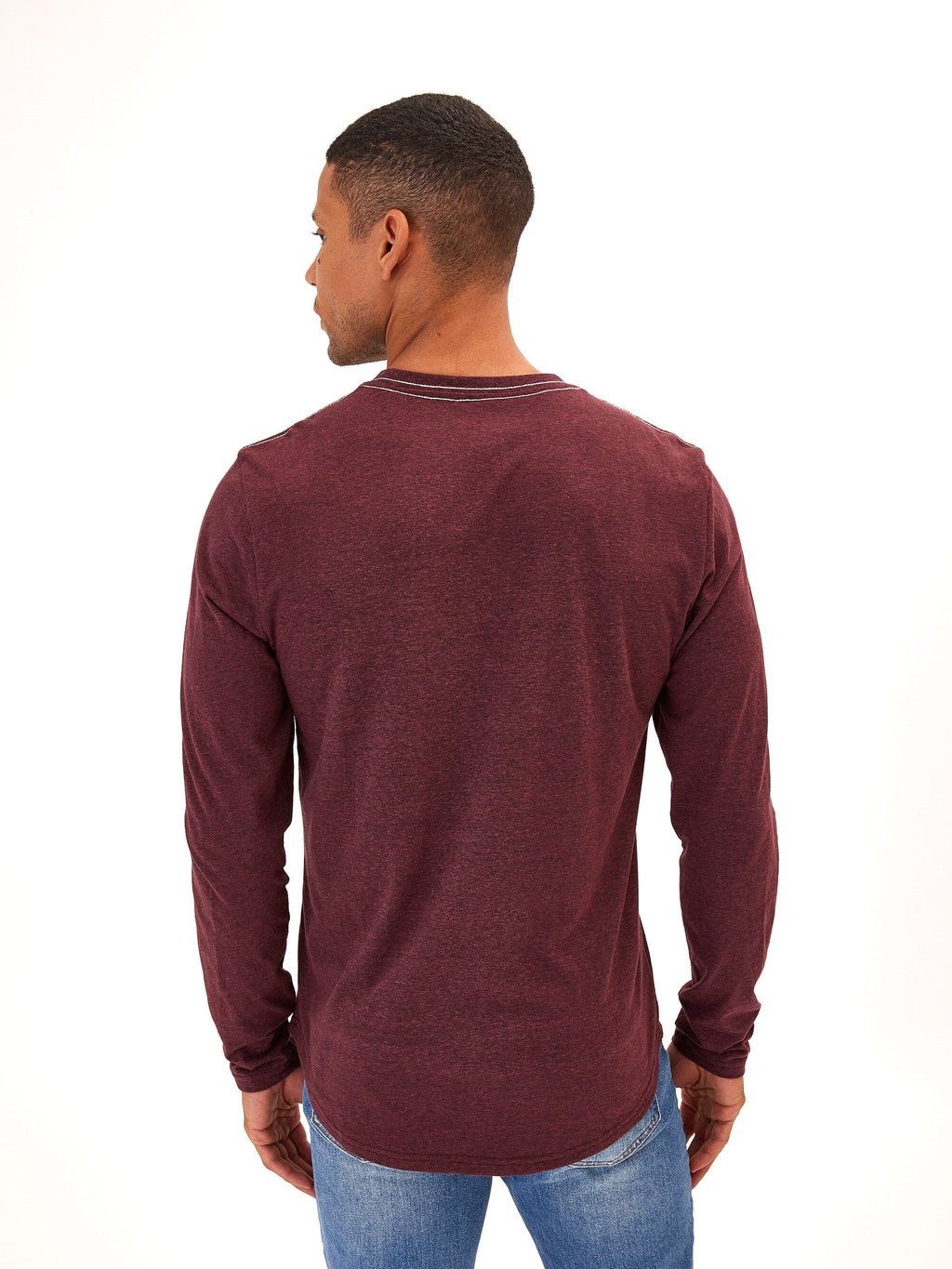 Kye Triblend Long Sleeve Crew Tee in Maroon