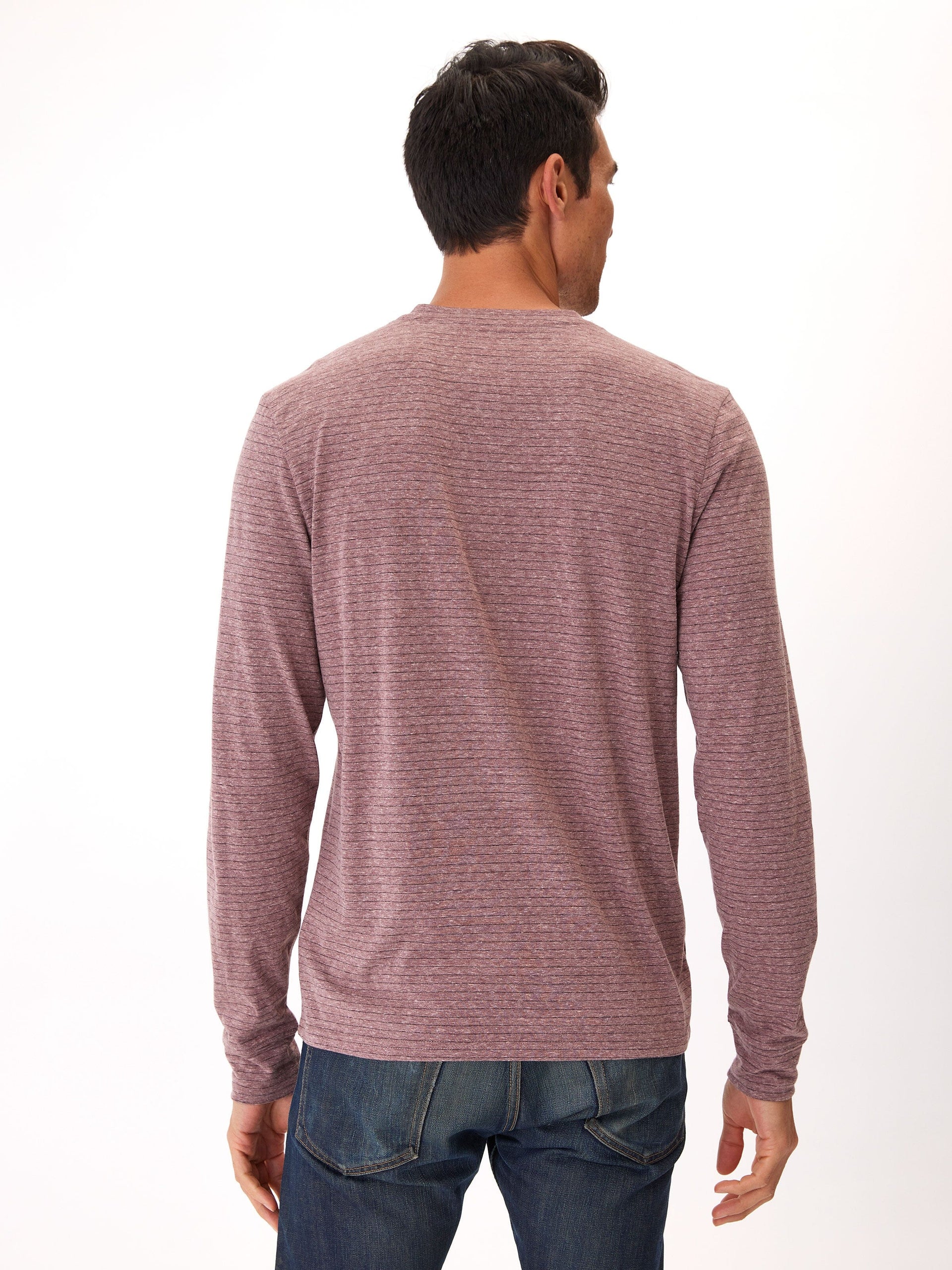 Stripe Triblend Long Sleeve Henley Shirt