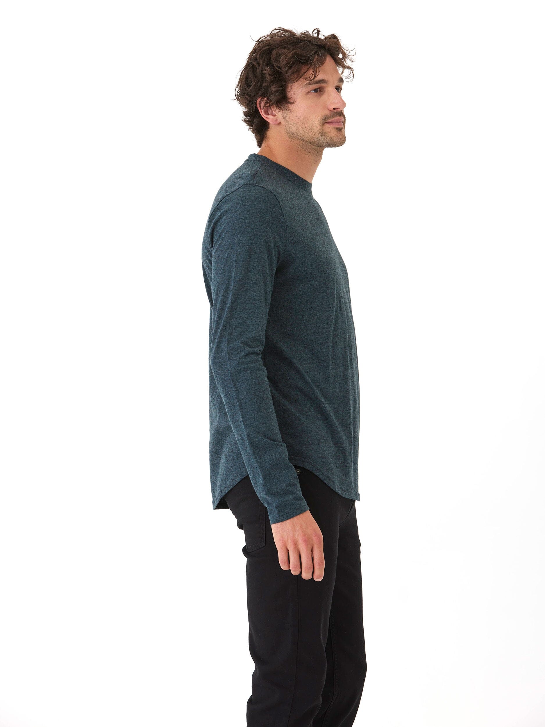 Black Fleck Triblend Long Sleeve Crew Neck Tee
