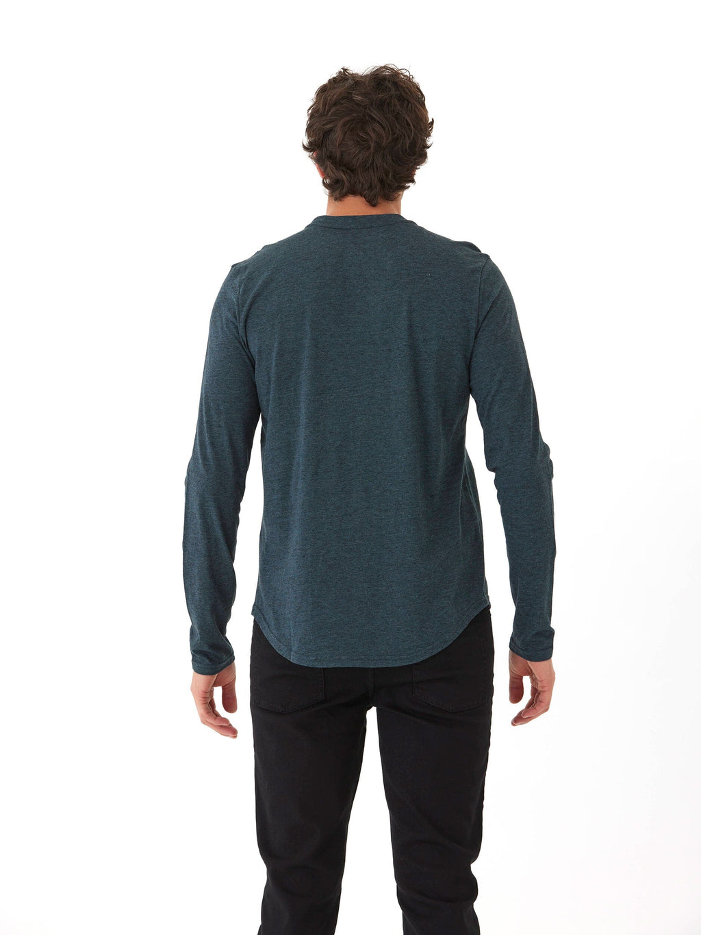 Black Fleck Triblend Long Sleeve Crew Neck Tee