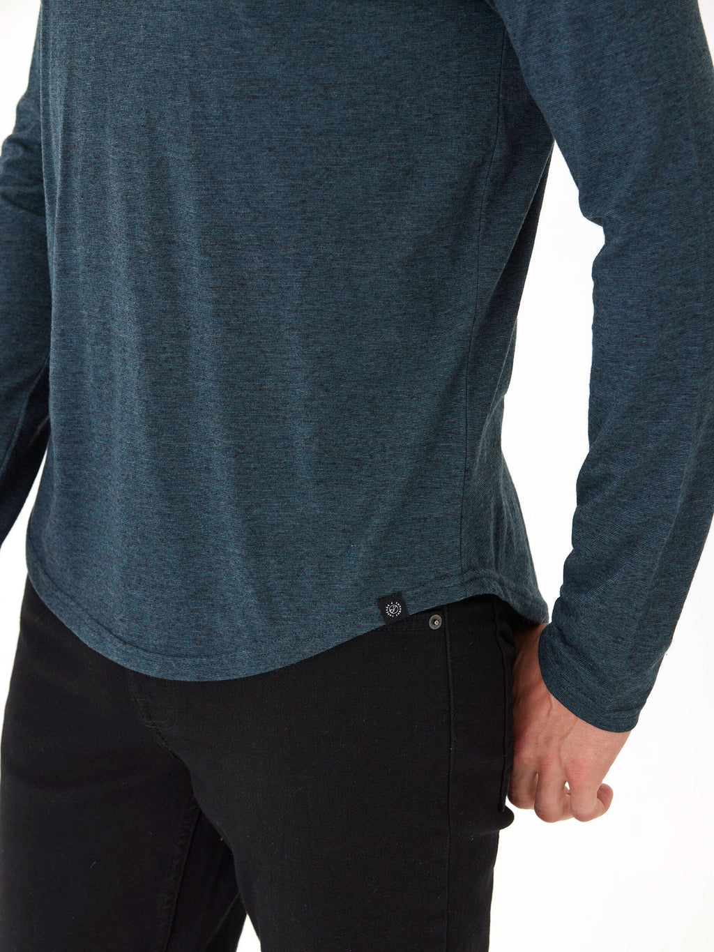 Black Fleck Triblend Long Sleeve Crew Neck Tee