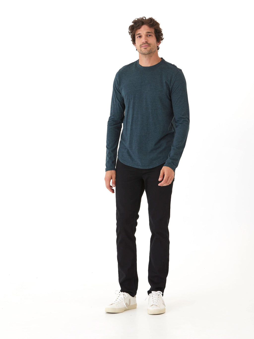 Black Fleck Triblend Long Sleeve Crew Neck Tee