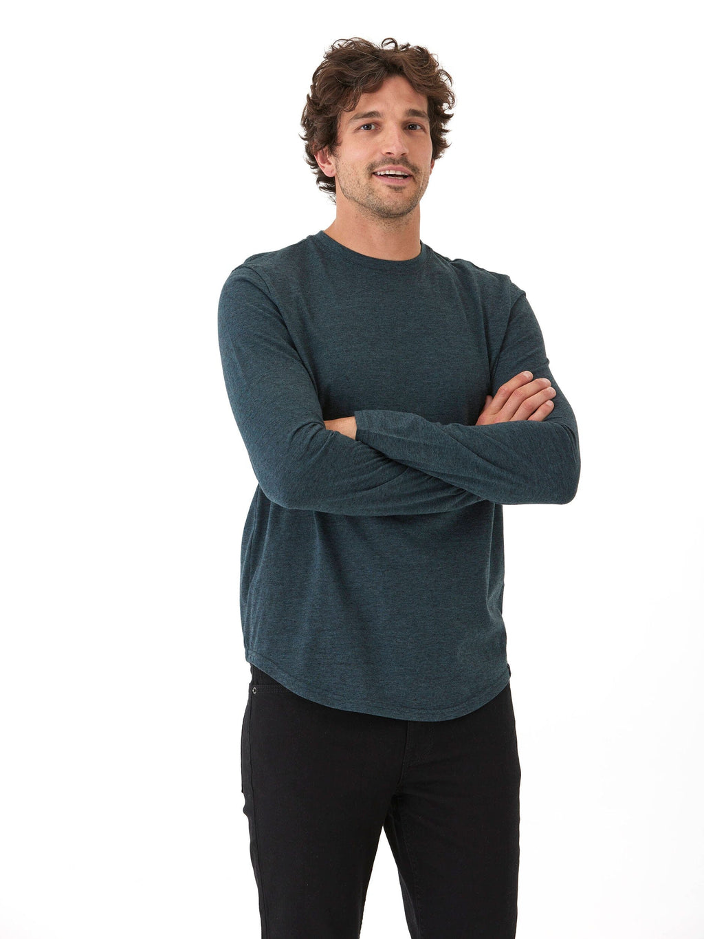 Black Fleck Triblend Long Sleeve Crew Neck Tee